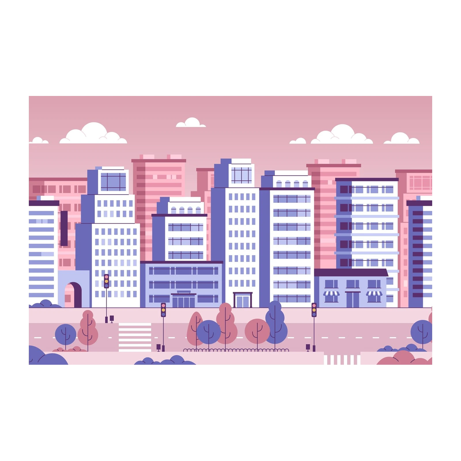 Modern Cityscape Flat Design Wall Art
