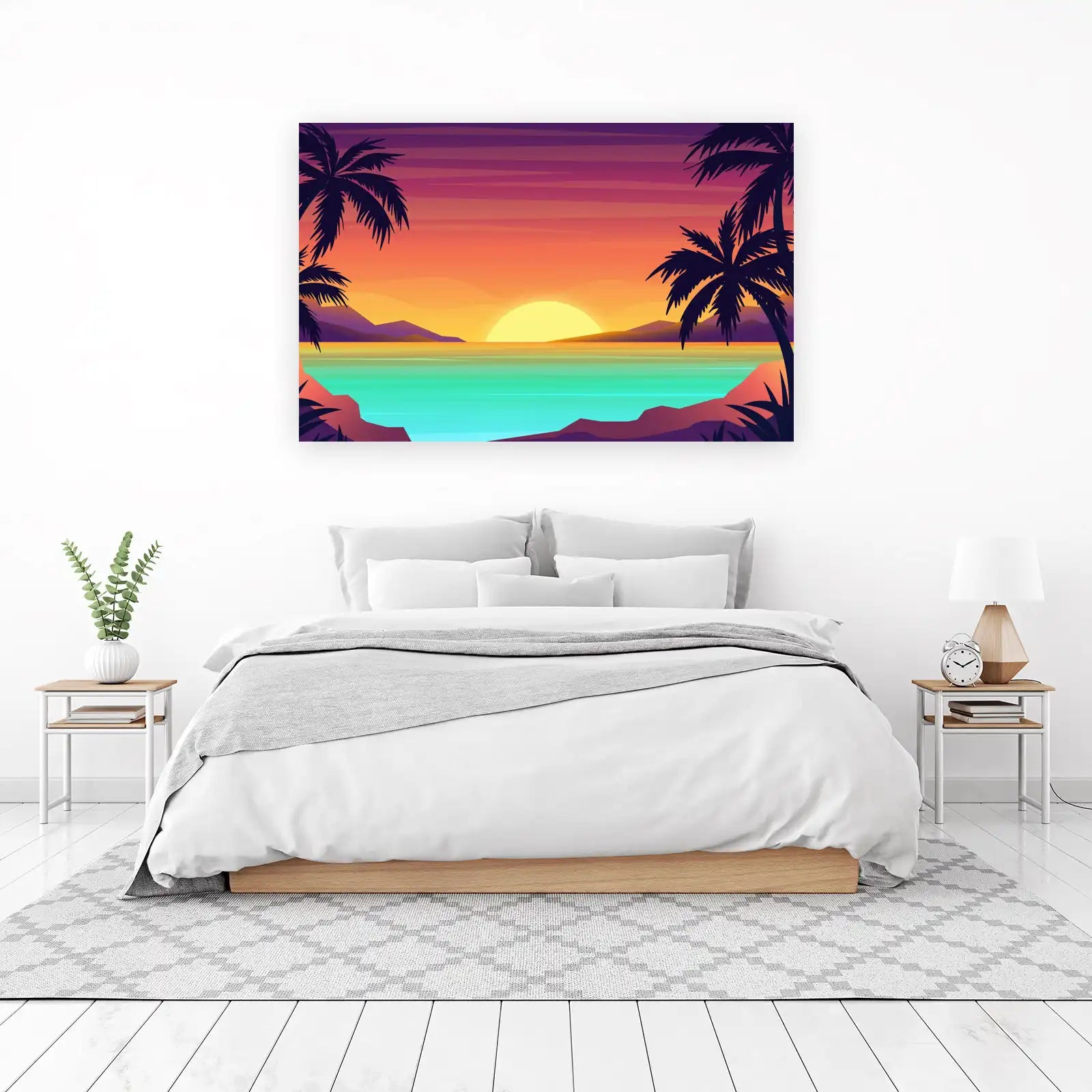 Tropical Sunset Palm Beach Wall Art