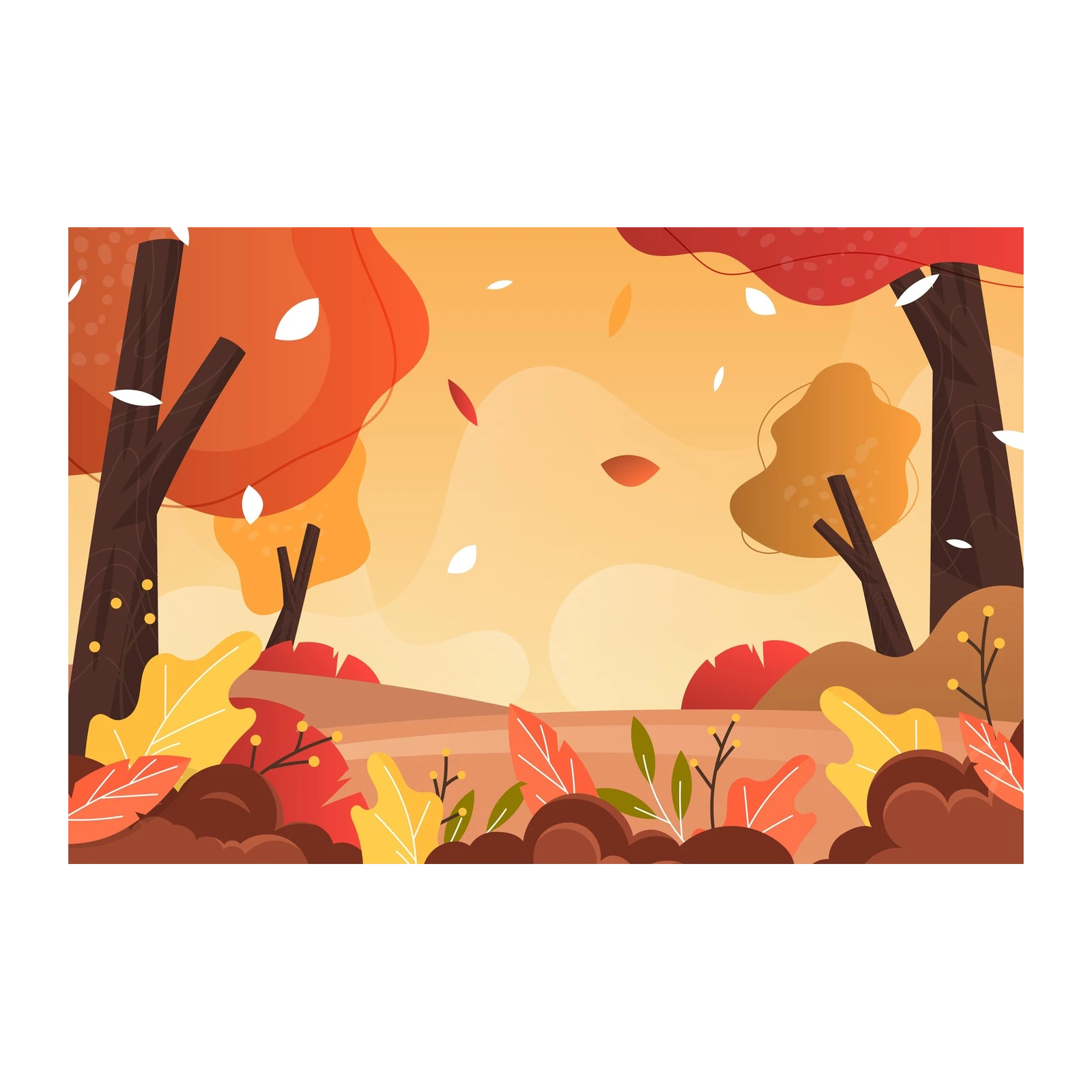 Autumn Landscape Flat Illustration Wall Art