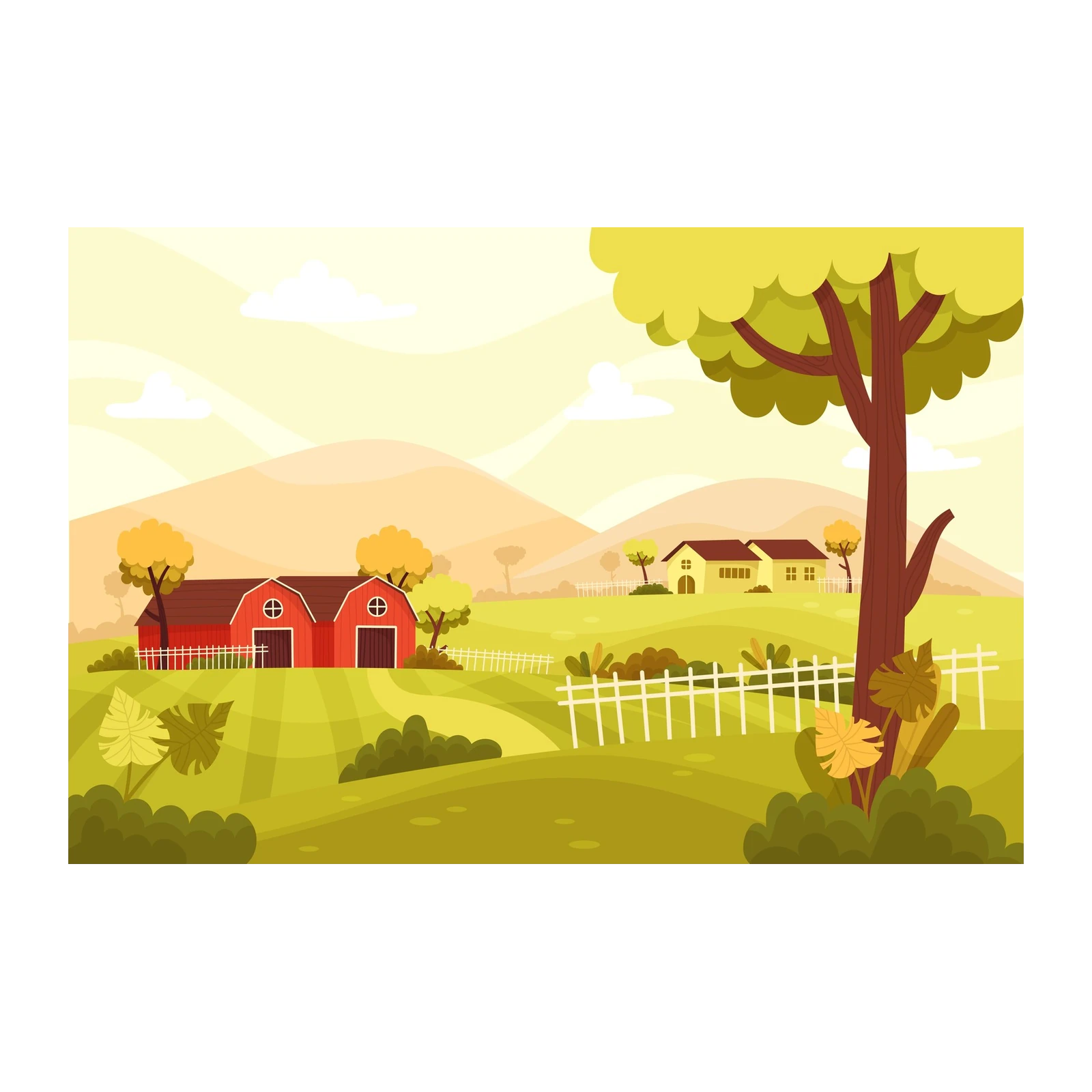 Serene Countryside Barn Landscape Wall Art