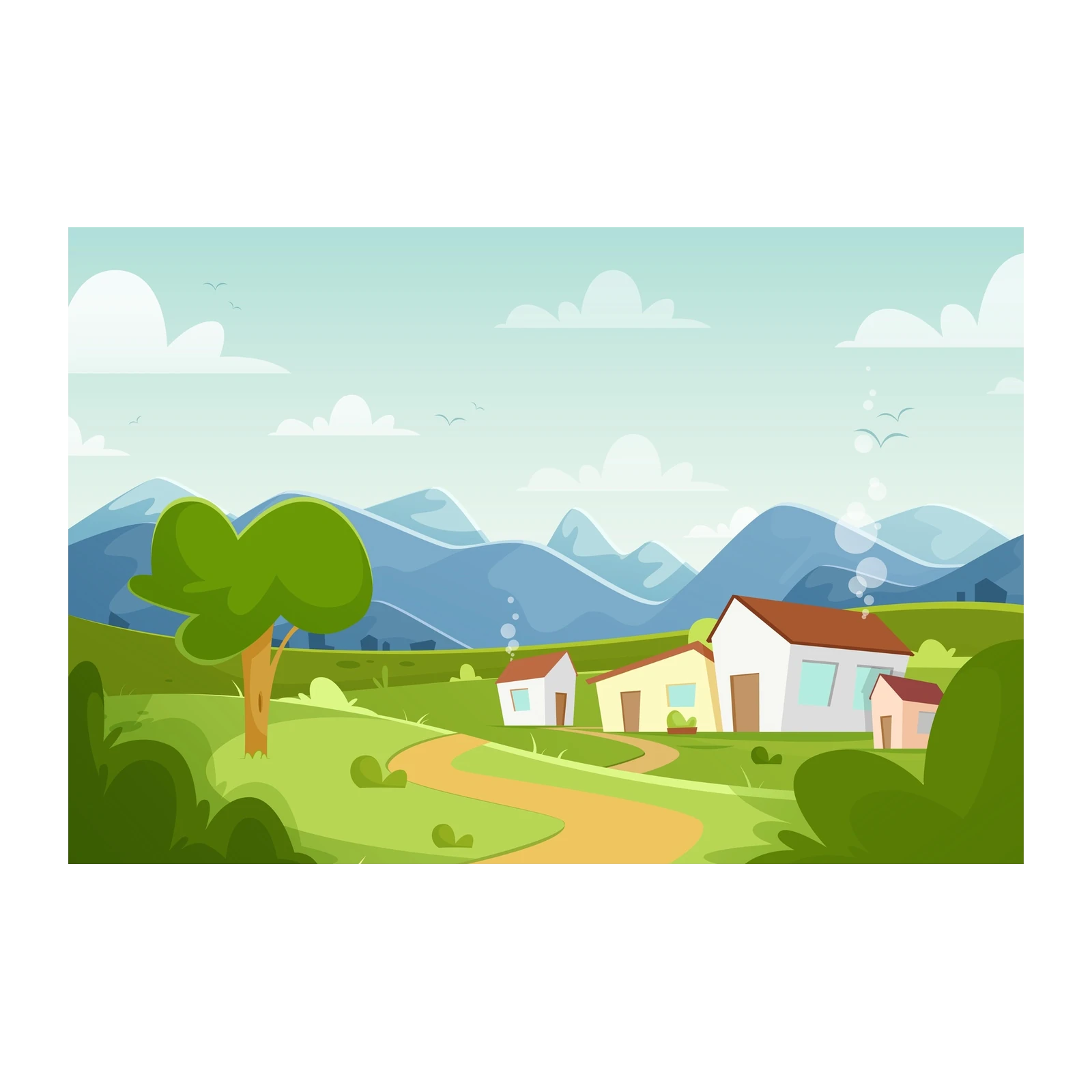 Whimsical Countryside Houses Wall Art