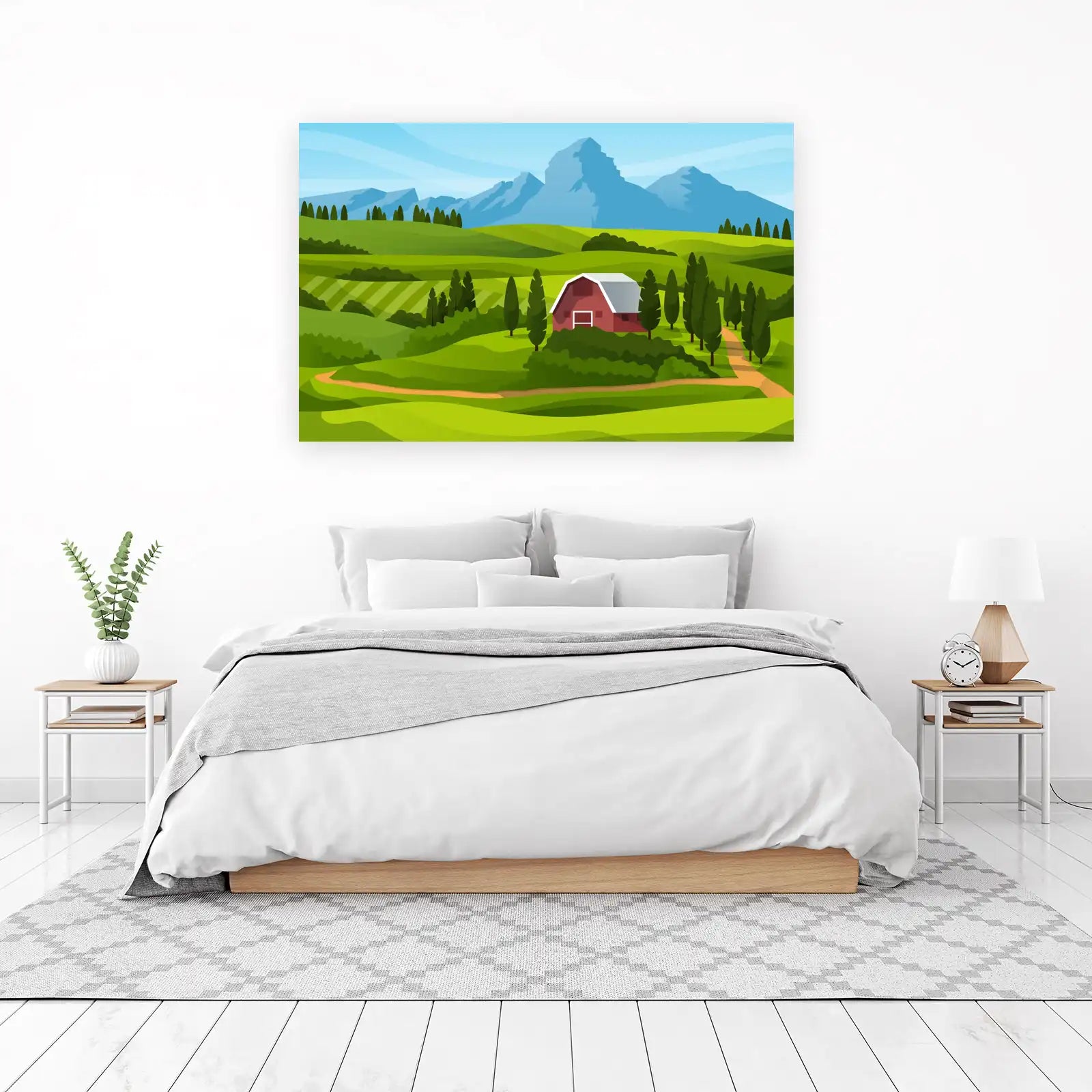 Serene Countryside Barn Landscape Wall Art