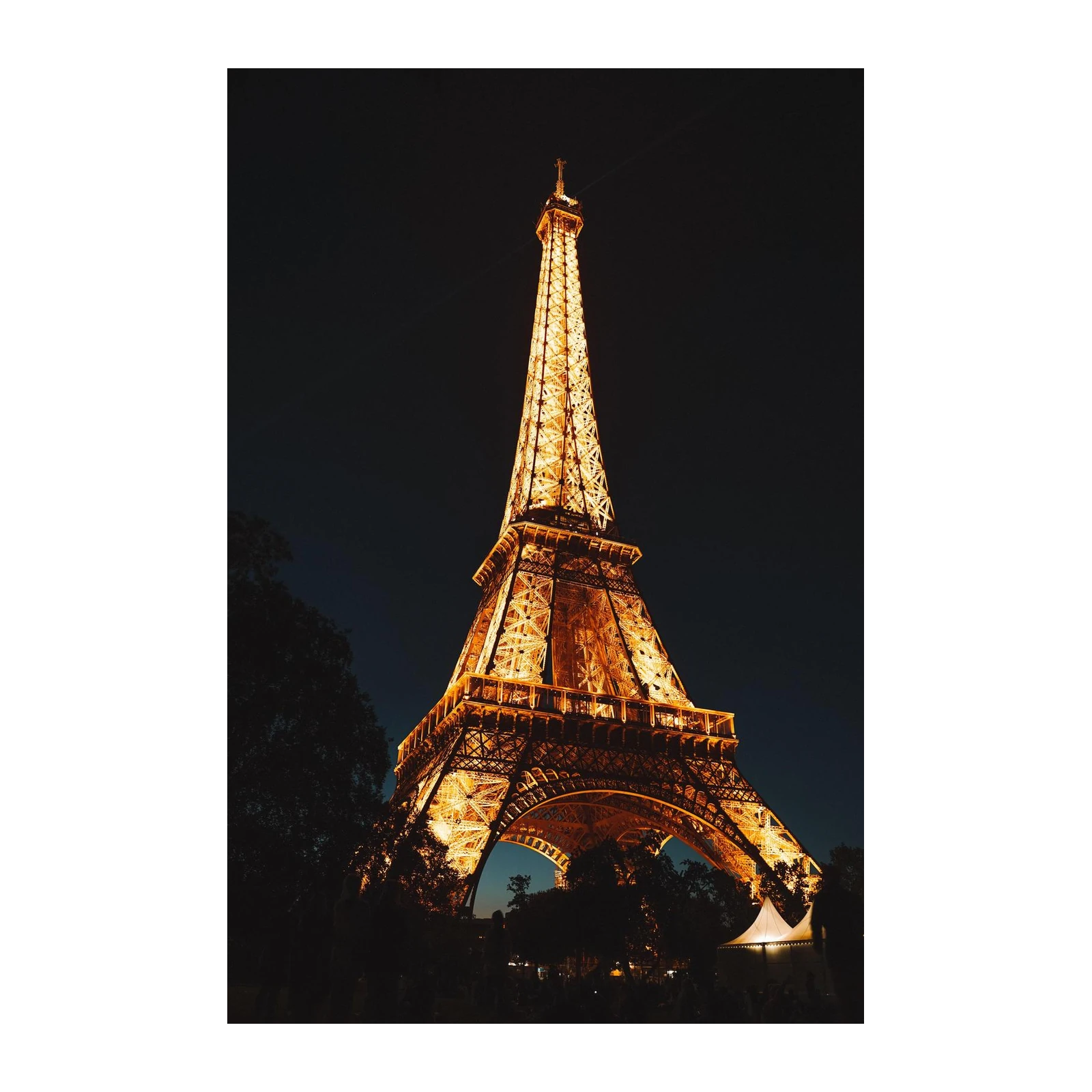 Eiffel Tower Golden Glow Paris at Night Wall Art