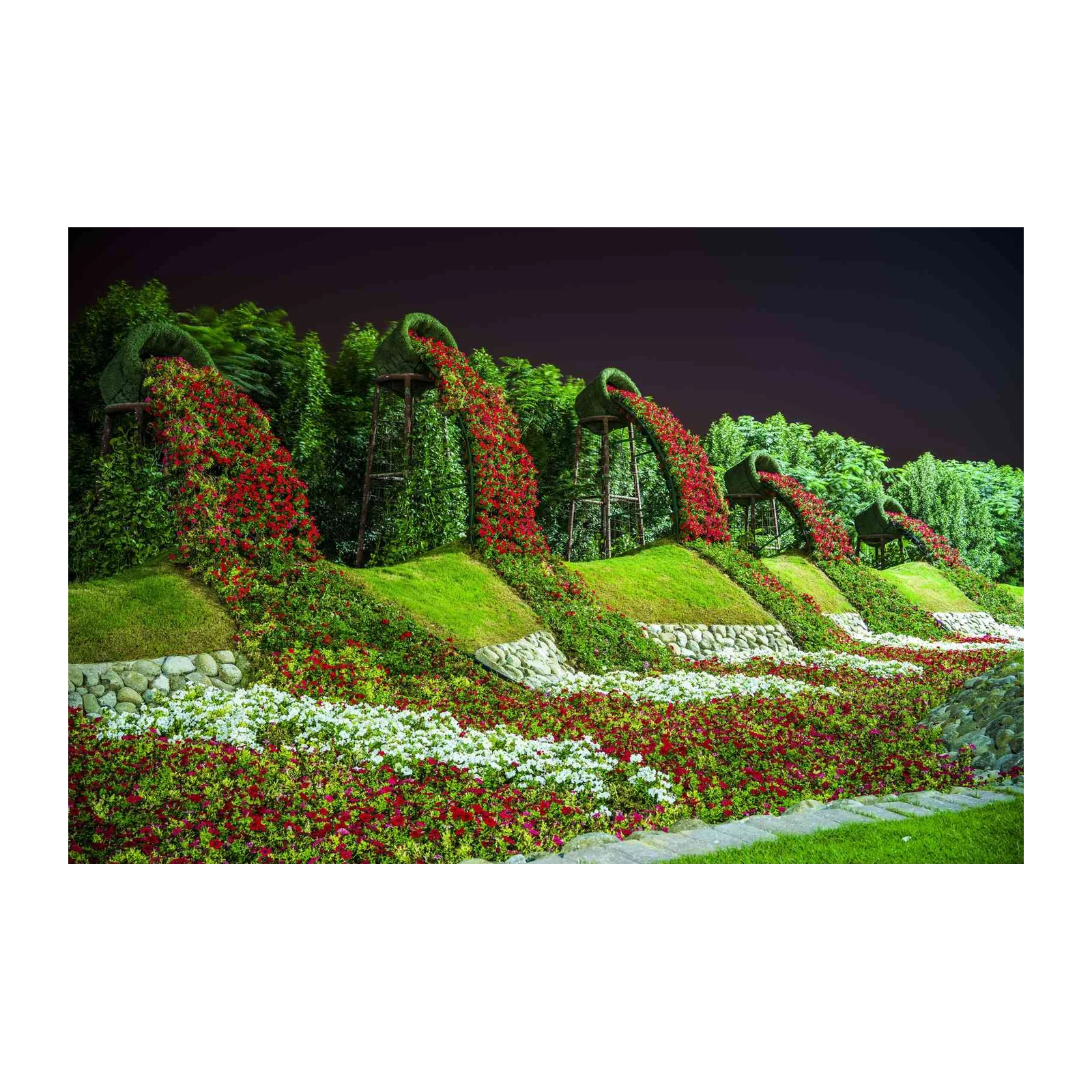 Cascading Flowers Garden Waterfall Wall Art