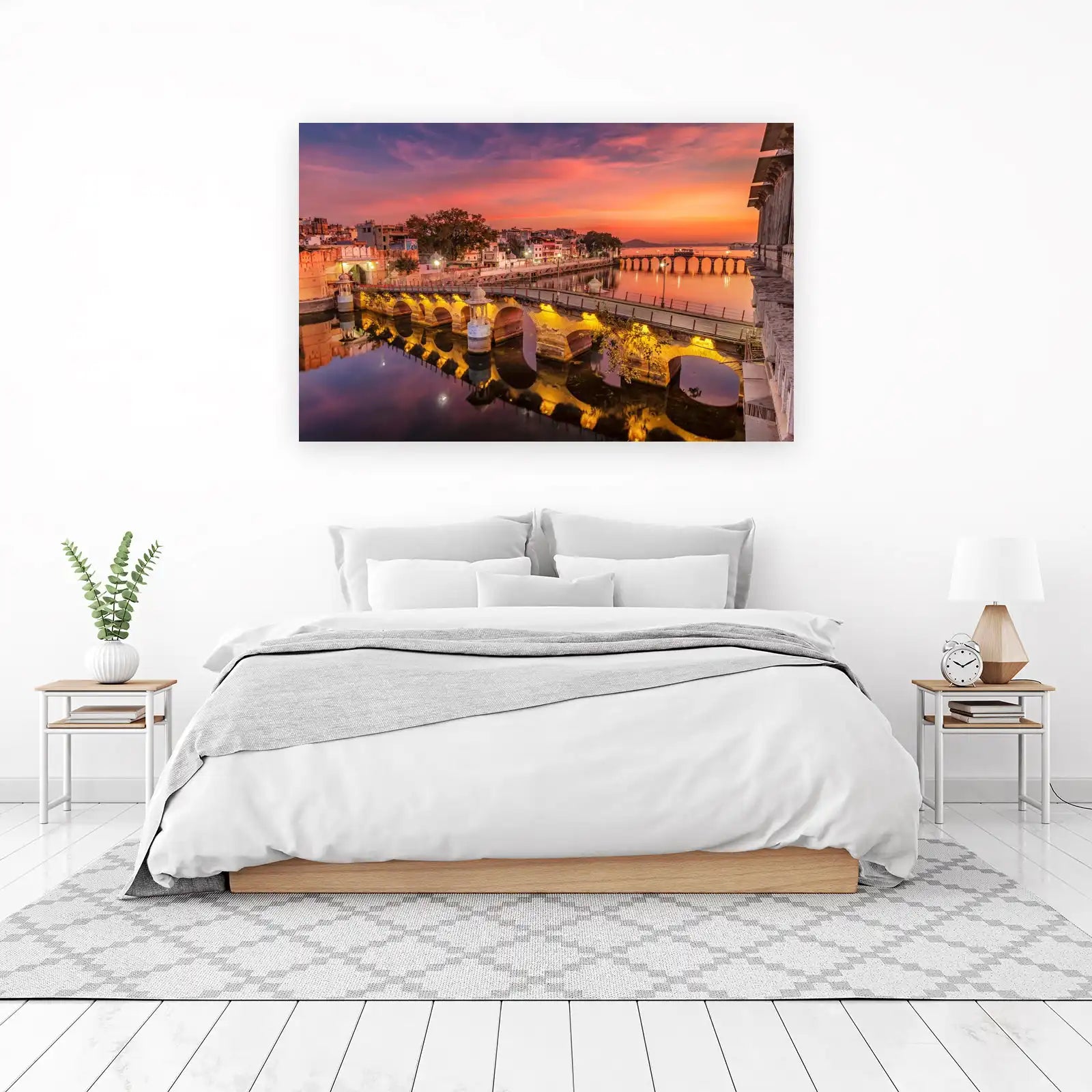 Sunset Bridge India Landscape Wall Art