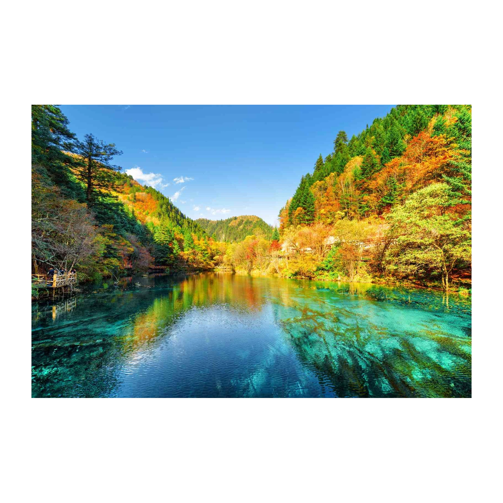 Turquoise Lake Autumn Landscape Wall Art