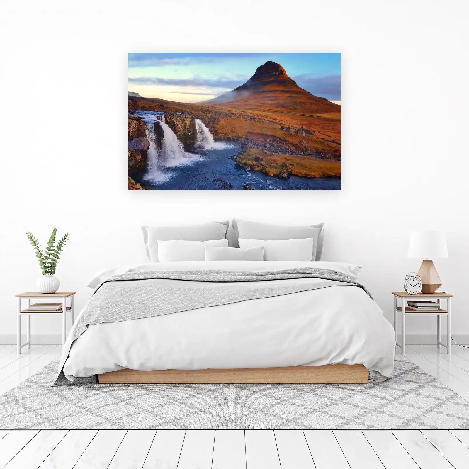 Icelandic Waterfall & Mountain Wall Art
