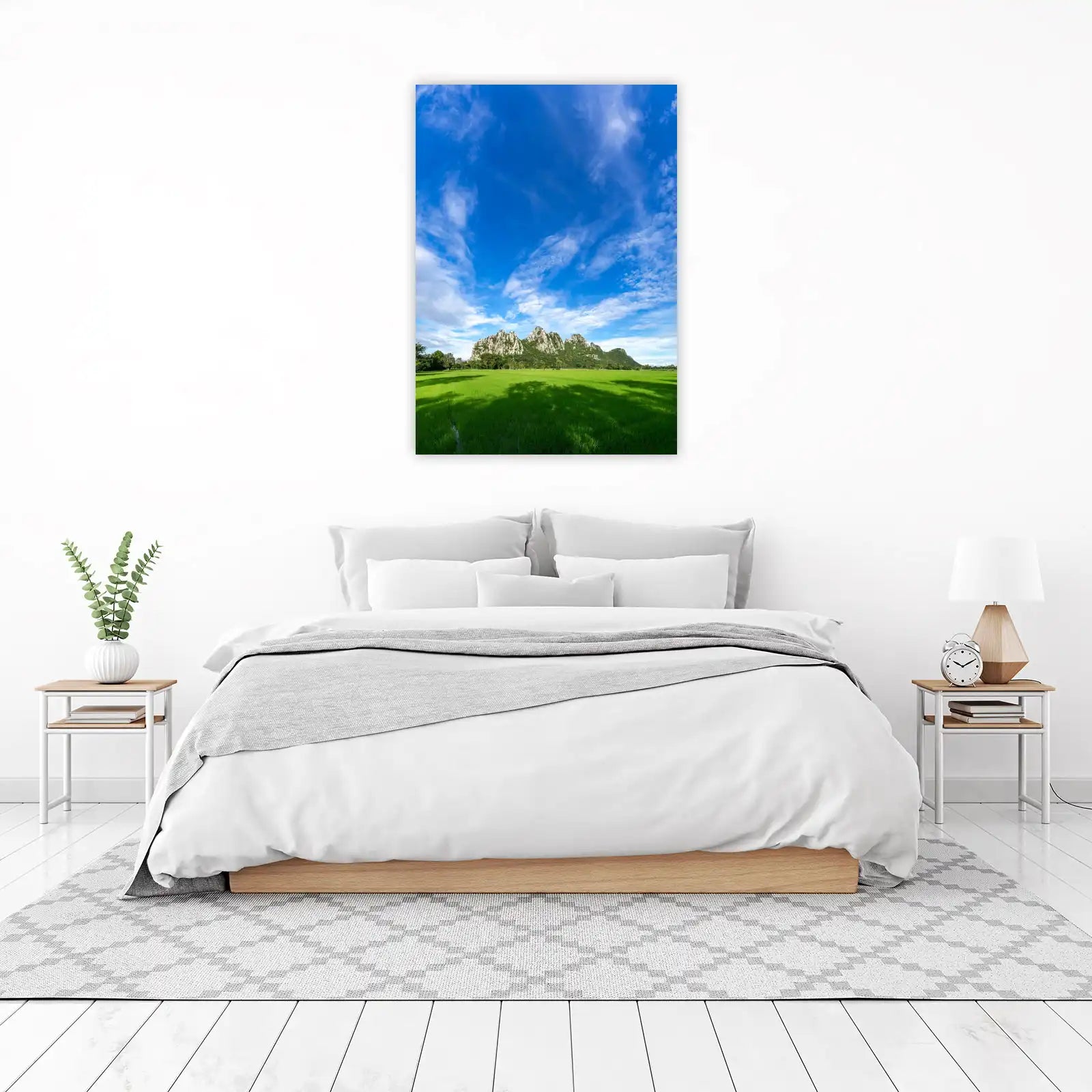 Serene Mountain Rice Field Wall Art