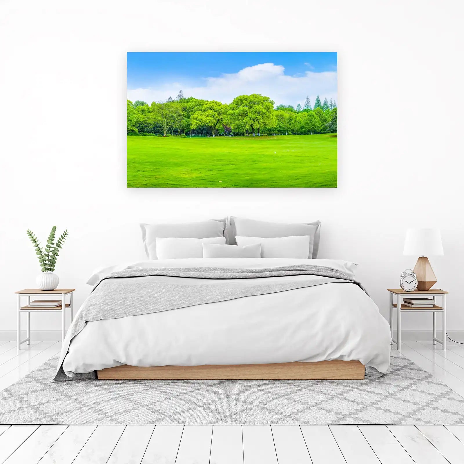 Vibrant Green Park Landscape Wall Art