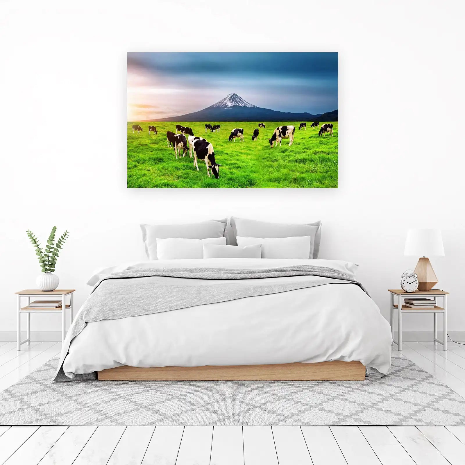 Serene Mountain Cows Meadow Wall Art
