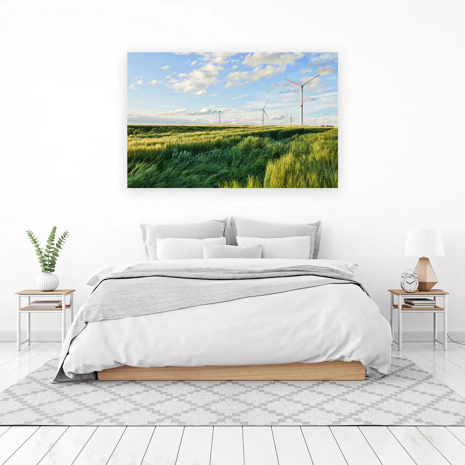 Serene Windmills Landscape Wall Art