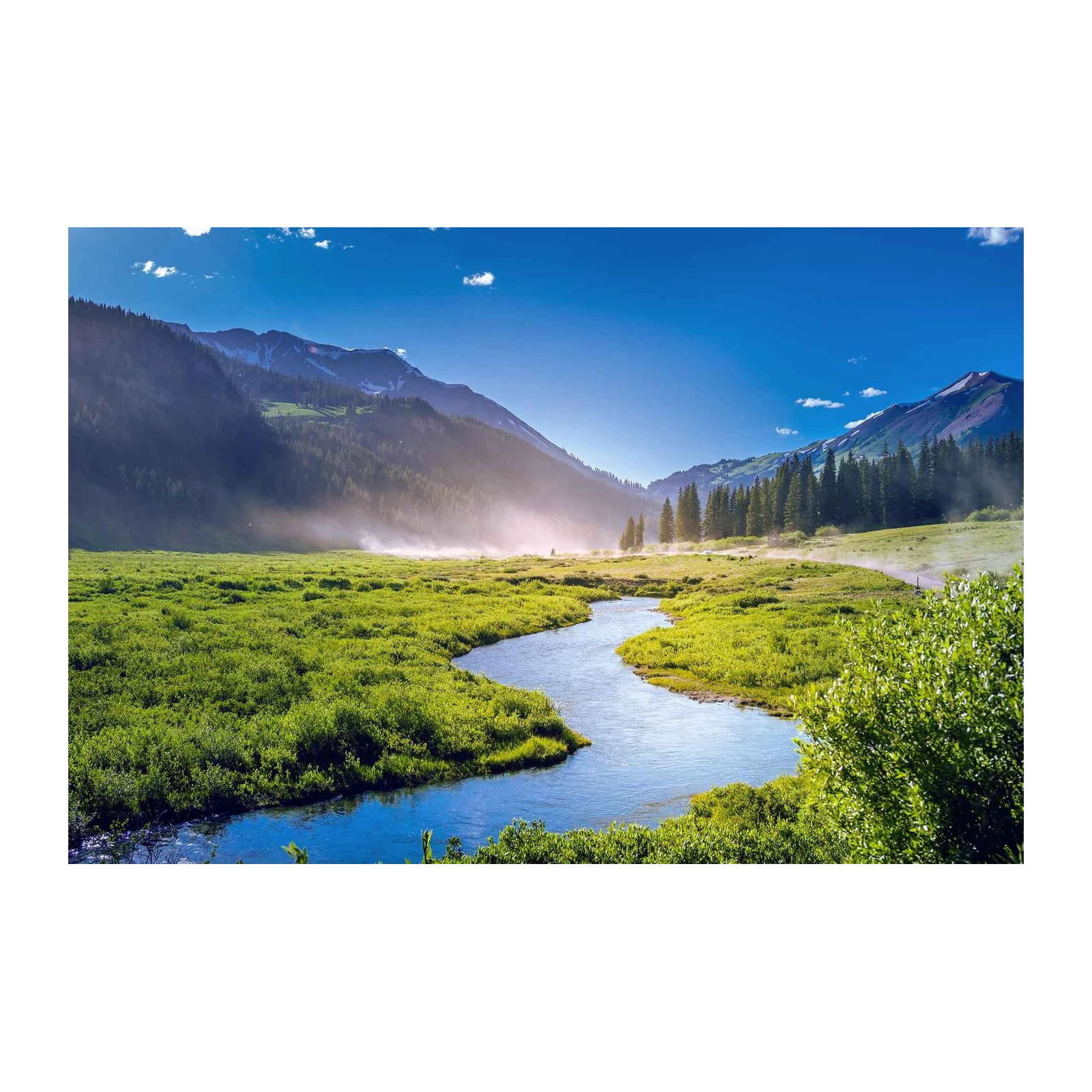 Serene Mountain River Landscape Wall Art