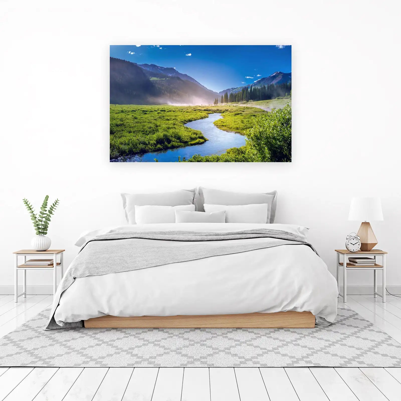 Serene Mountain River Landscape Wall Art