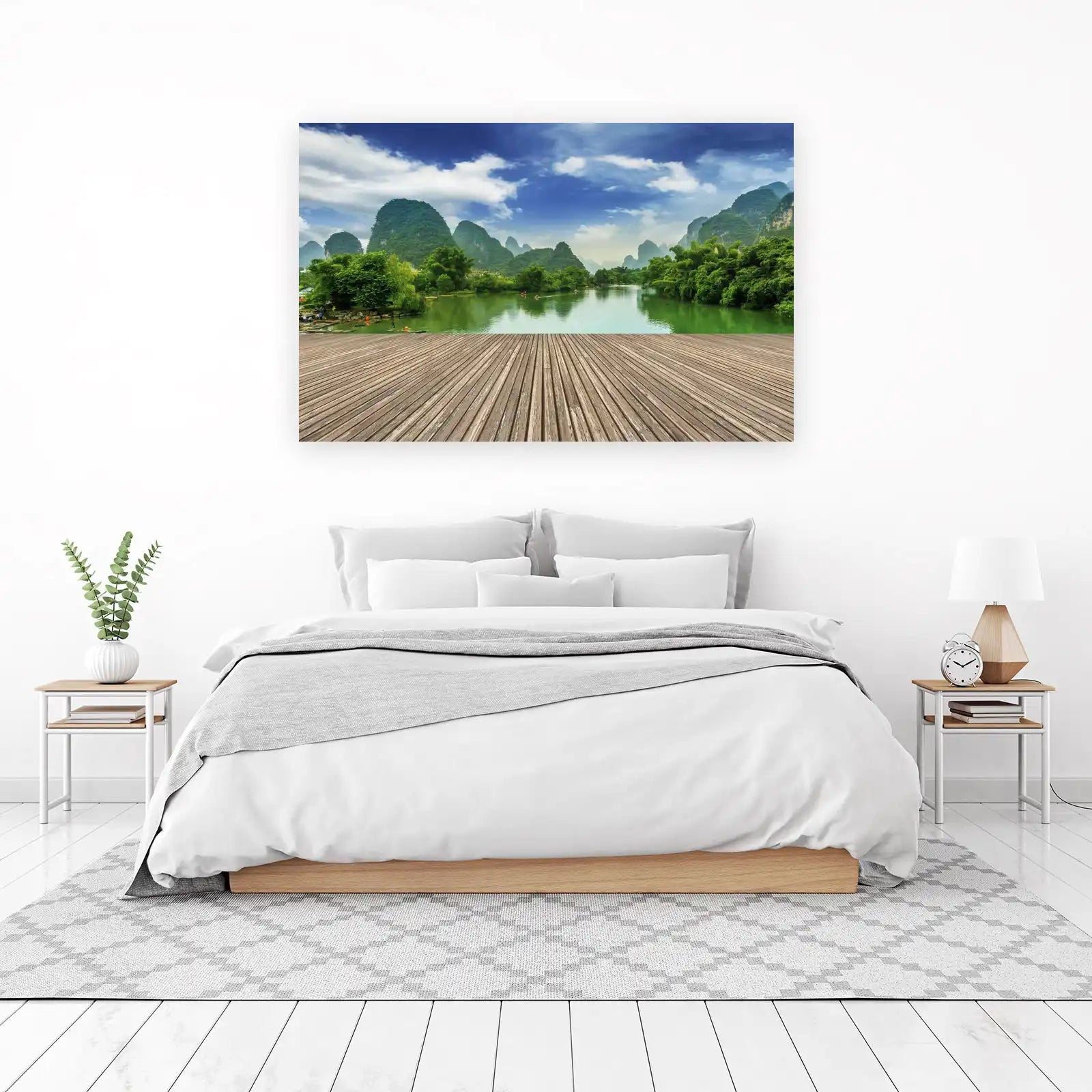 Serene River Landscape Bamboo Forest Wall Art