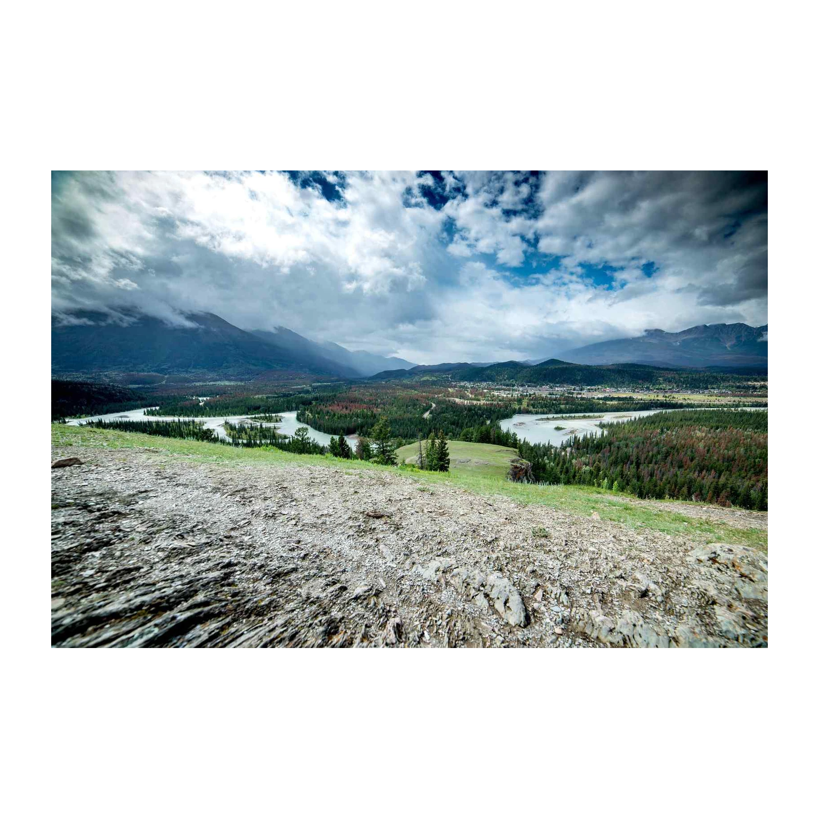 Serene River Valley Landscape Wall Art