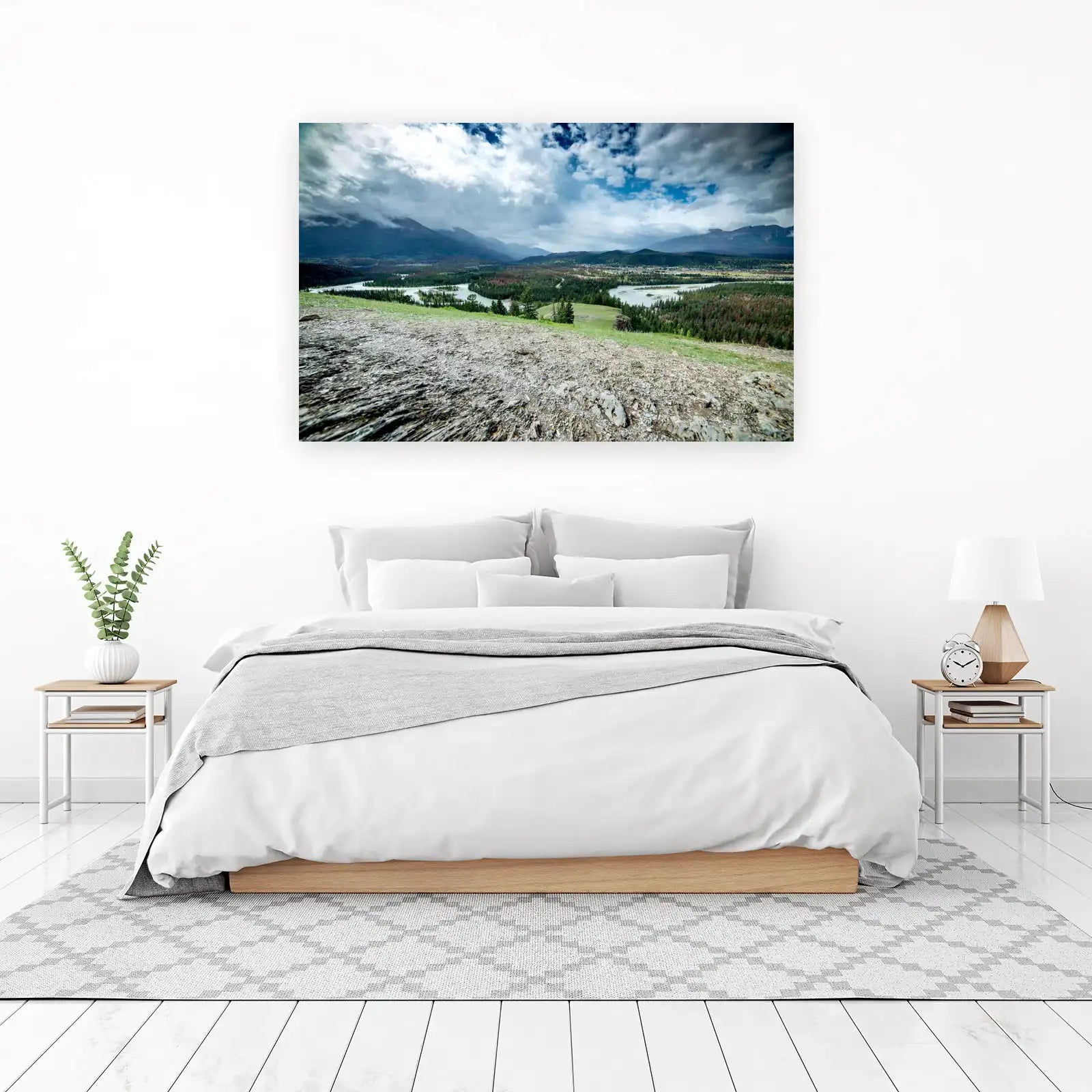 Serene River Valley Landscape Wall Art