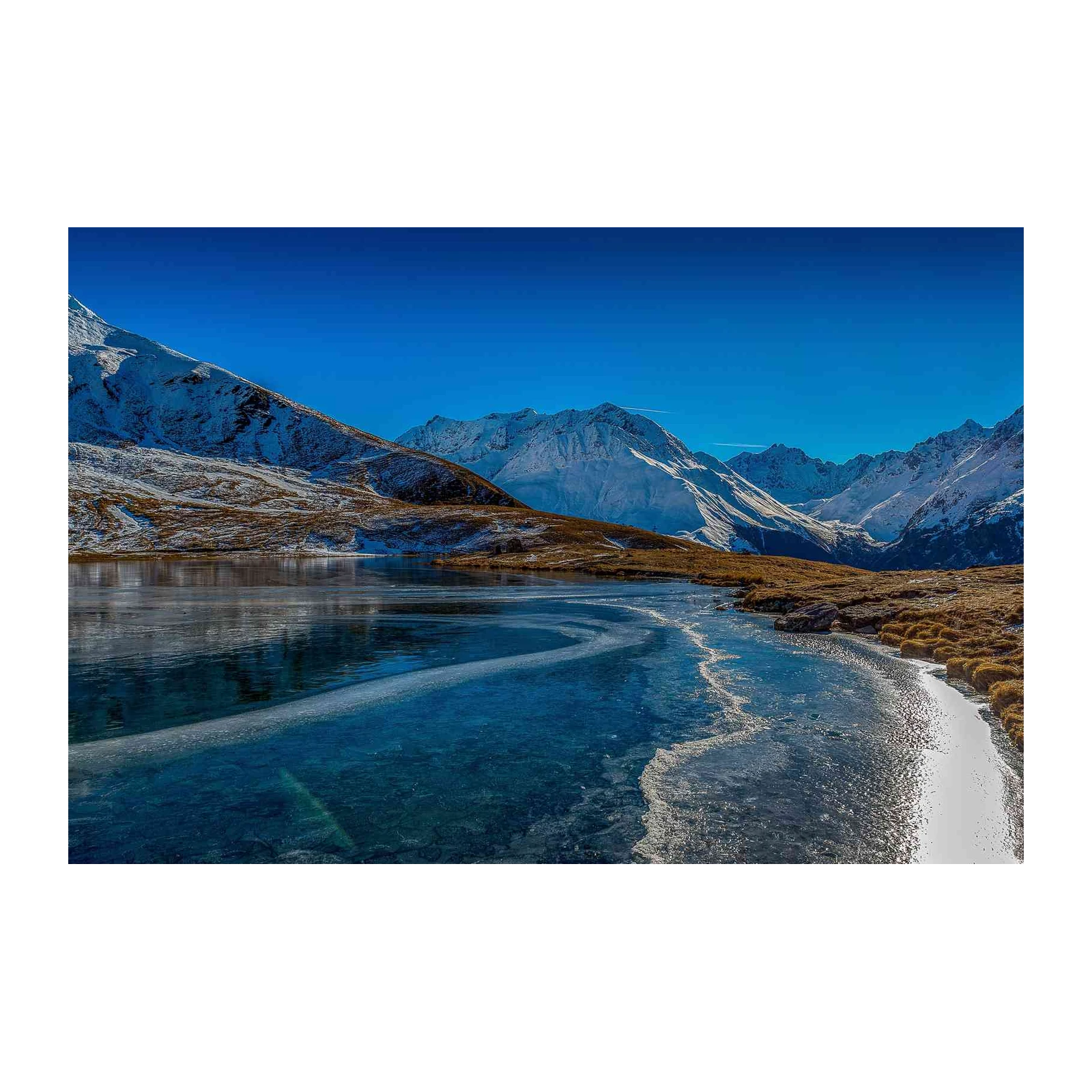 Serene Mountain Lake Ice Landscape Wall Art