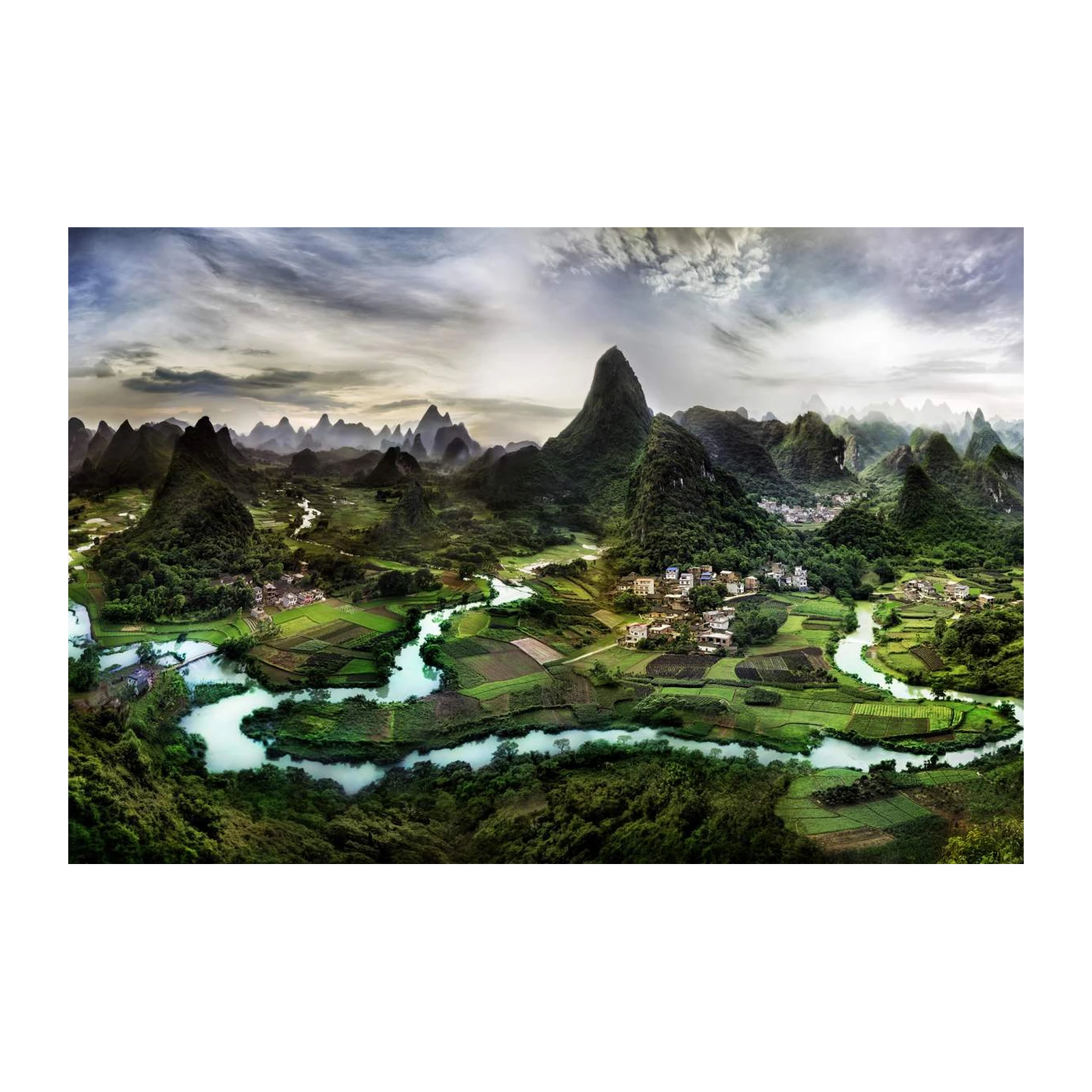 Serene River Valley Landscape Wall Art