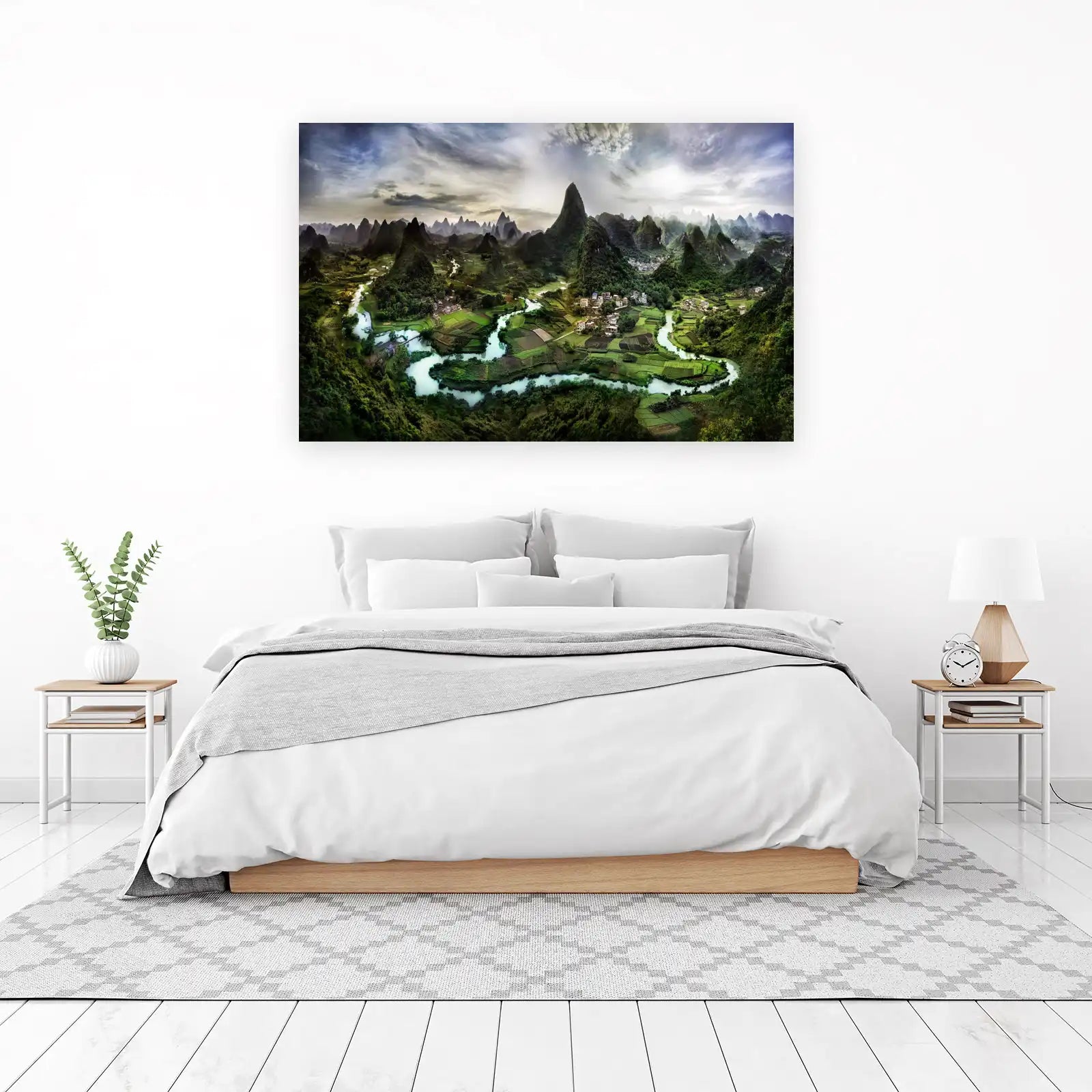 Serene River Valley Landscape Wall Art