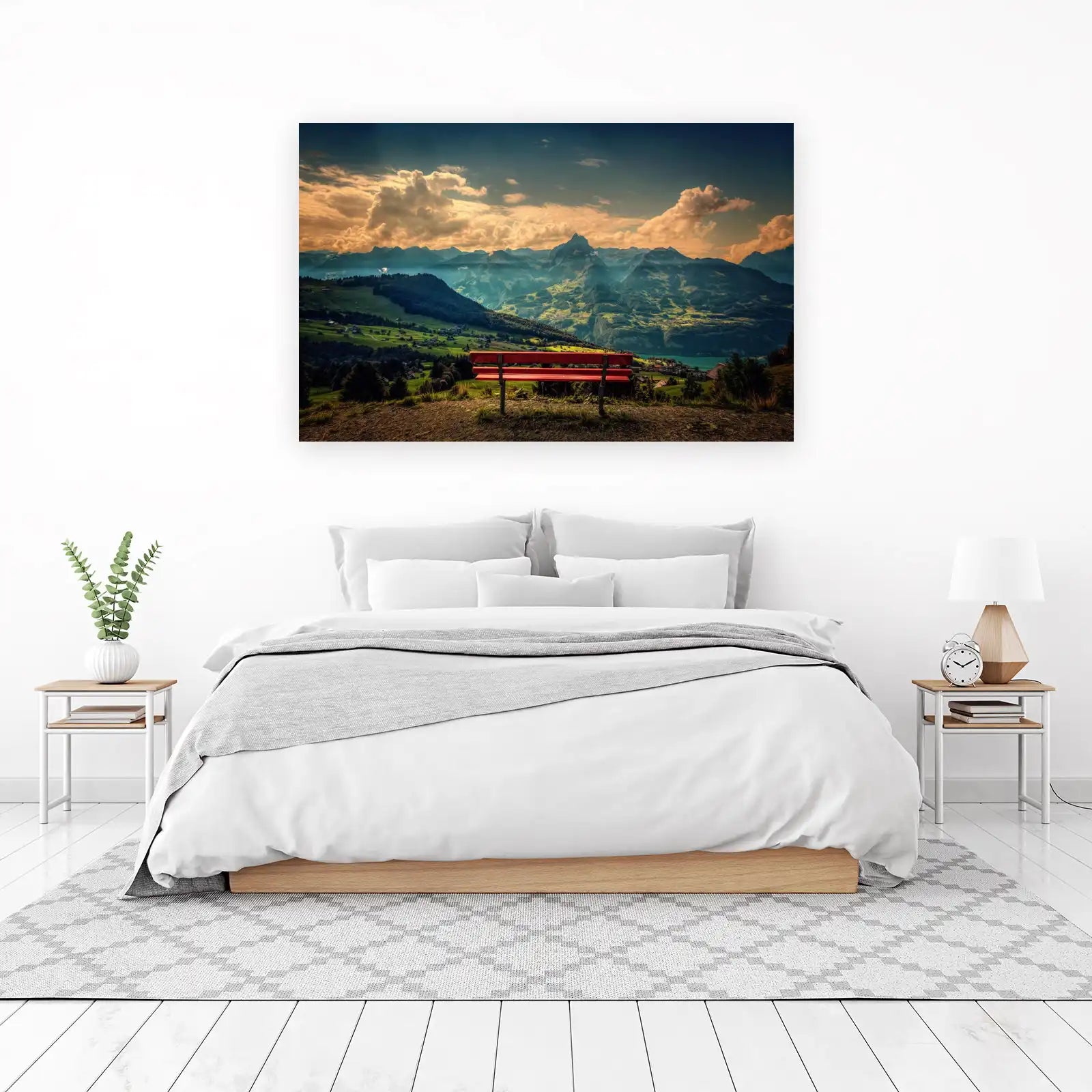 Majestic Swiss Alps Bench Wall Art