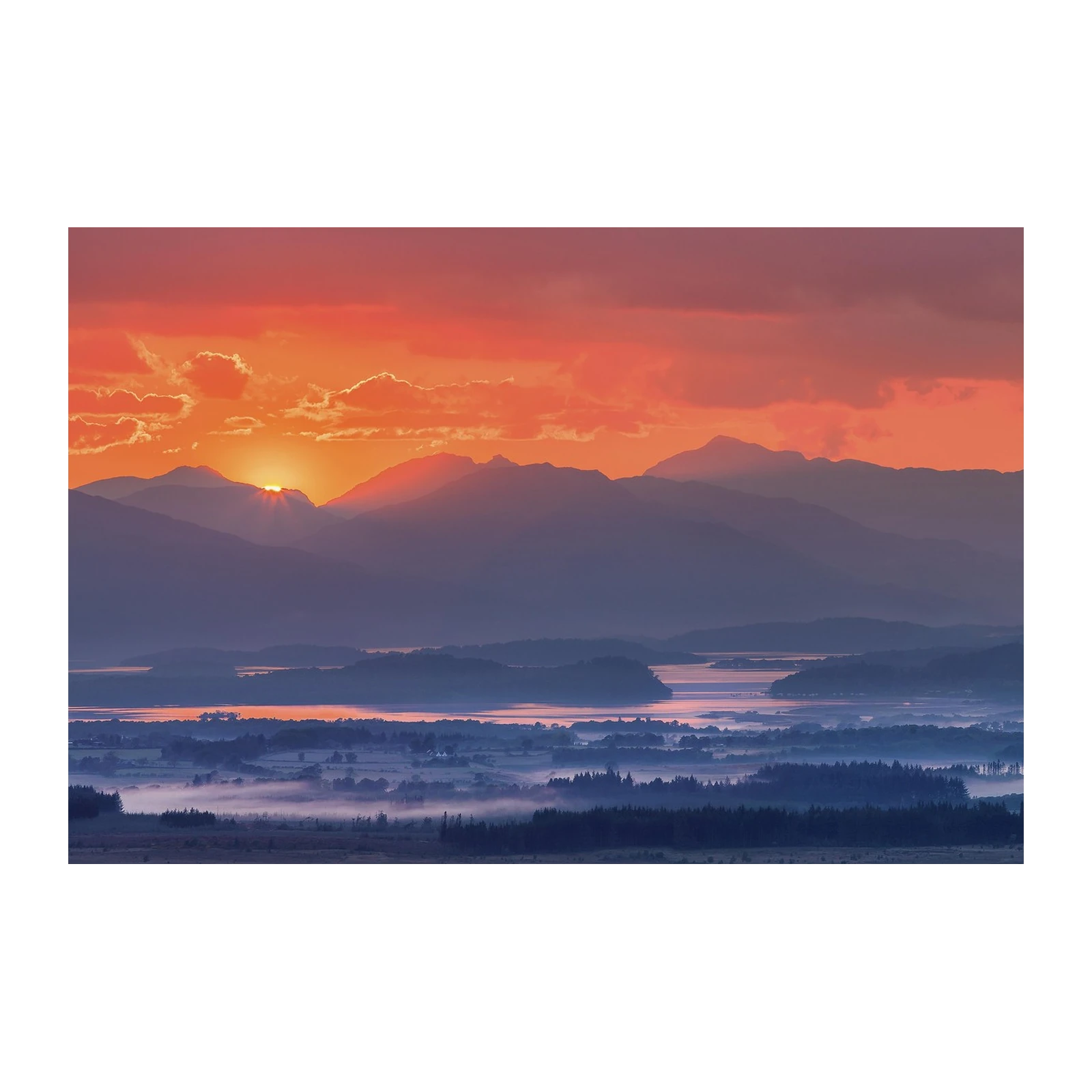 Serene Mountain Sunset Landscape Wall Art