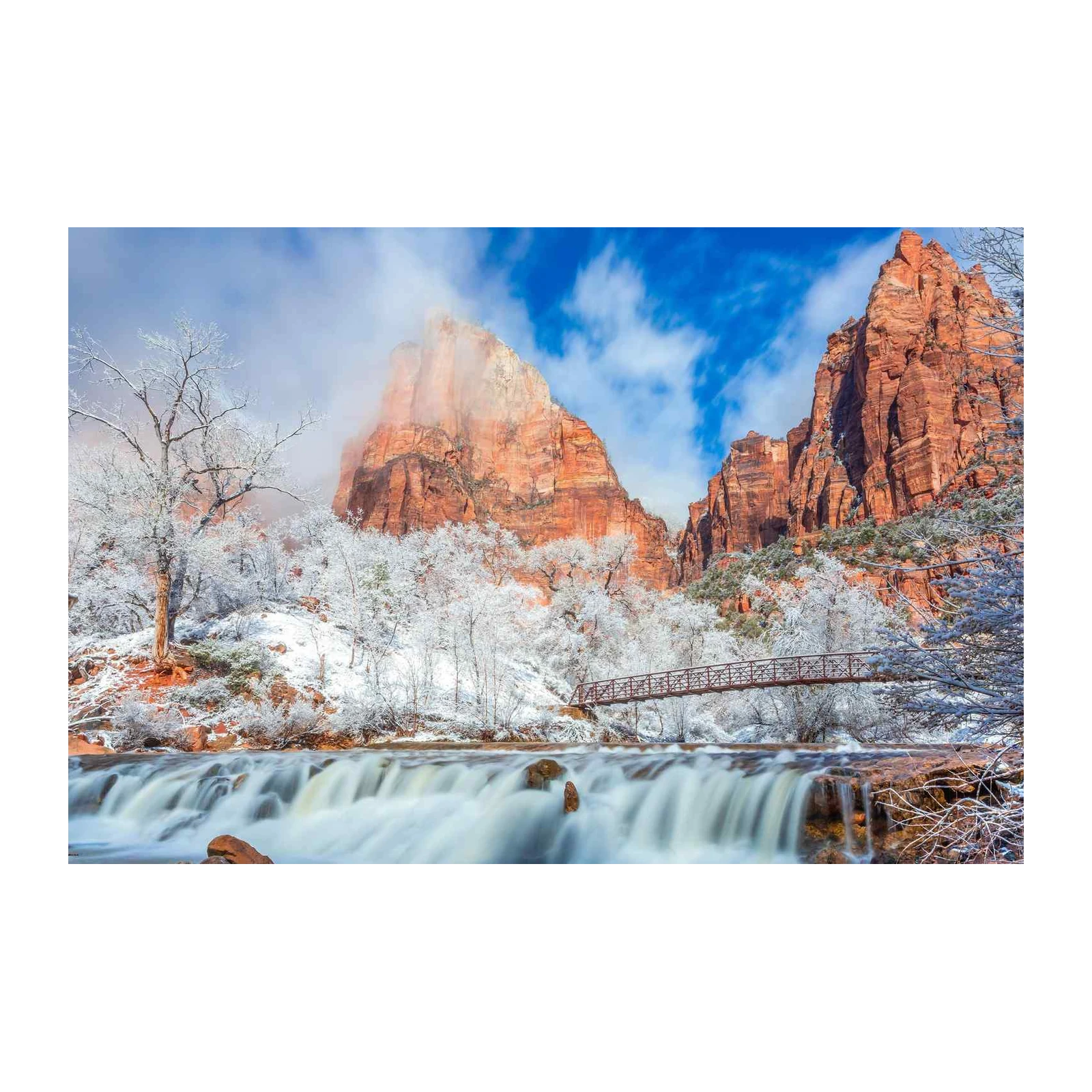 Zion National Park Winter Waterfall Wall Art