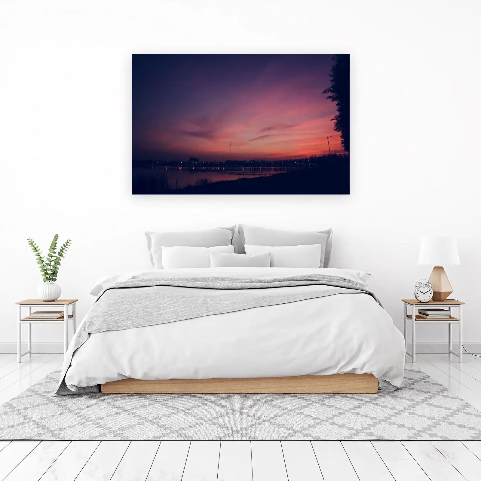 Serene Twilight Lake Landscape Wall Art