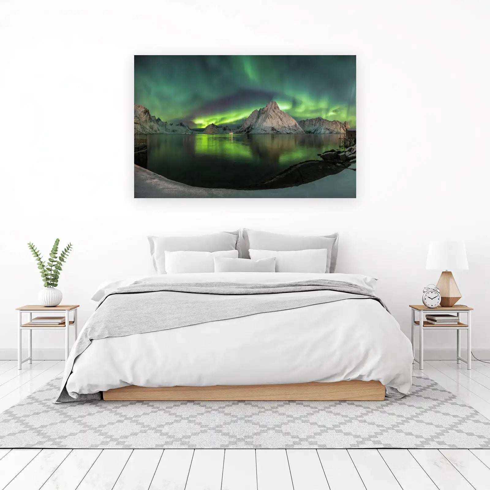Aurora Borealis Mountain Lake Wall Art