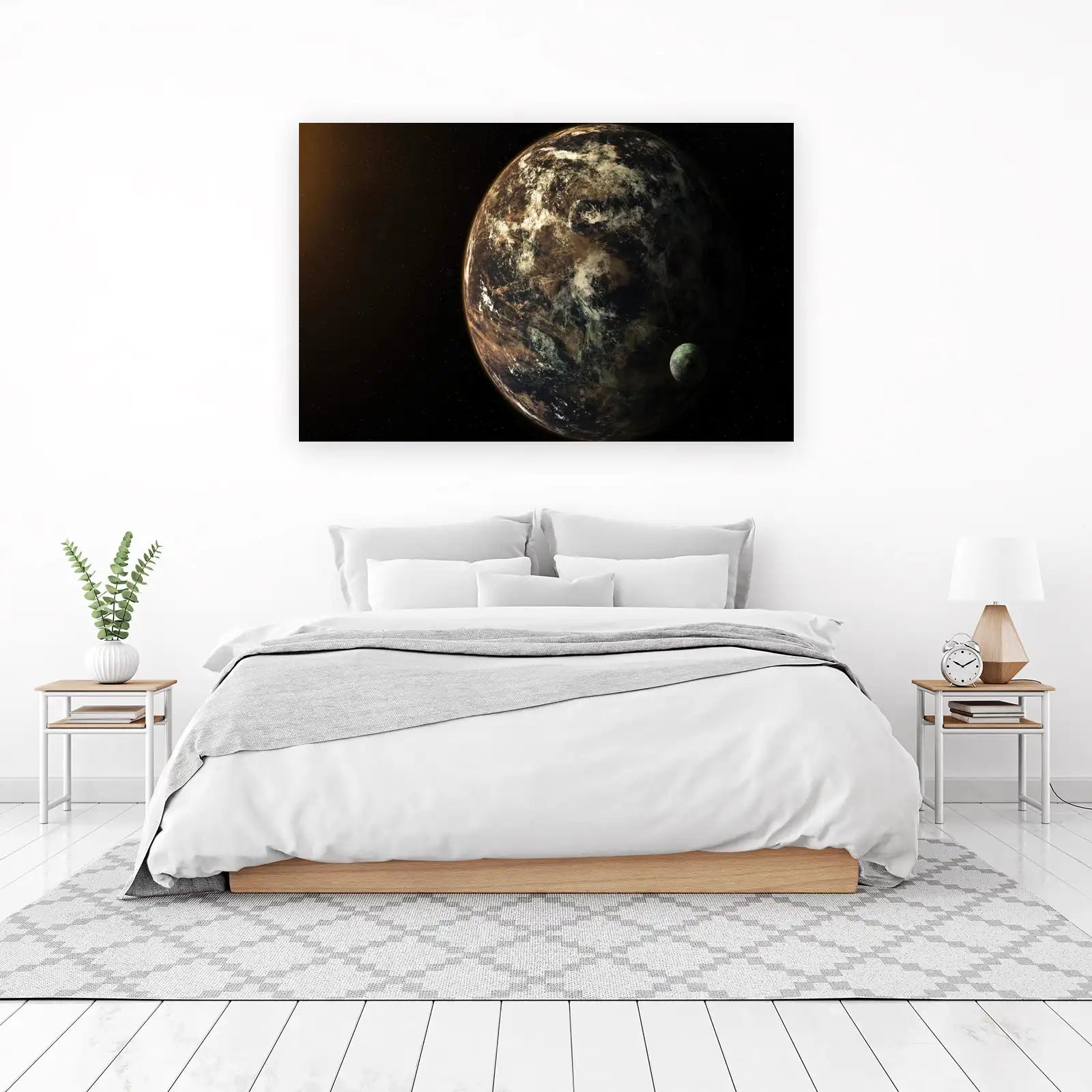 Cosmic Vista: Alien Planet & Moon Wall Art