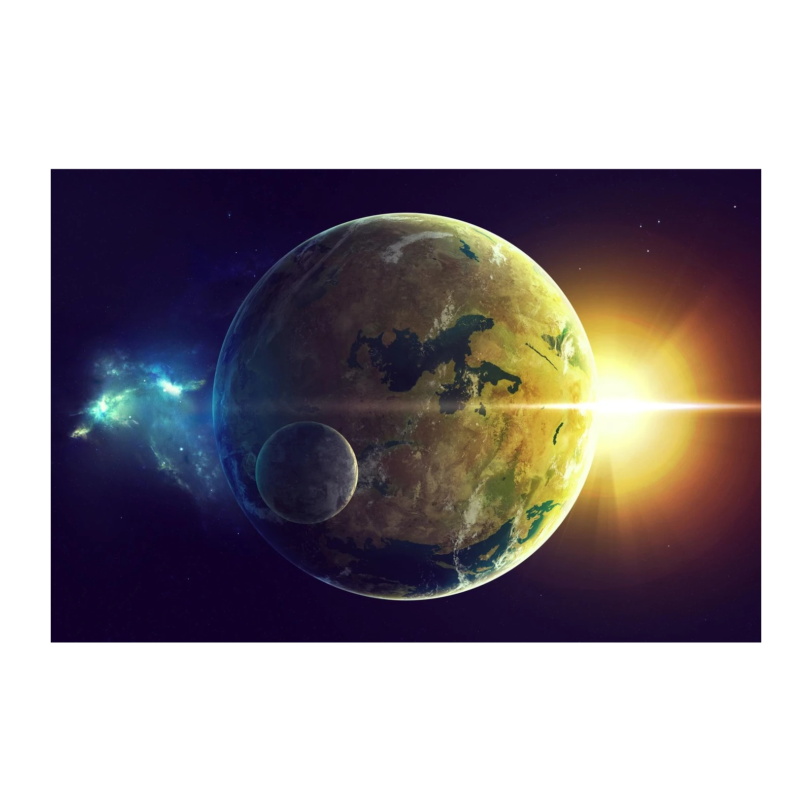 Galactic Sunrise Planet & Nebula Wall Art