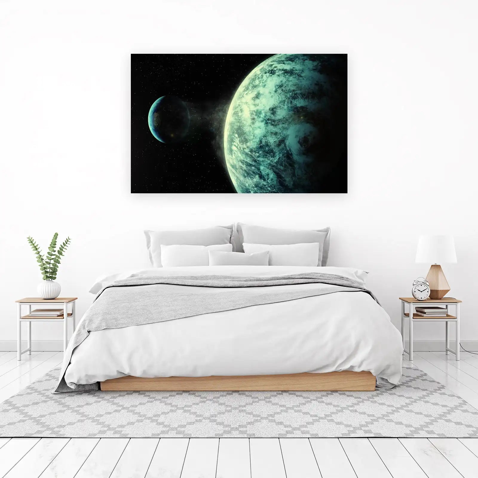 Mystic Teal Nebula & Planets Wall Art