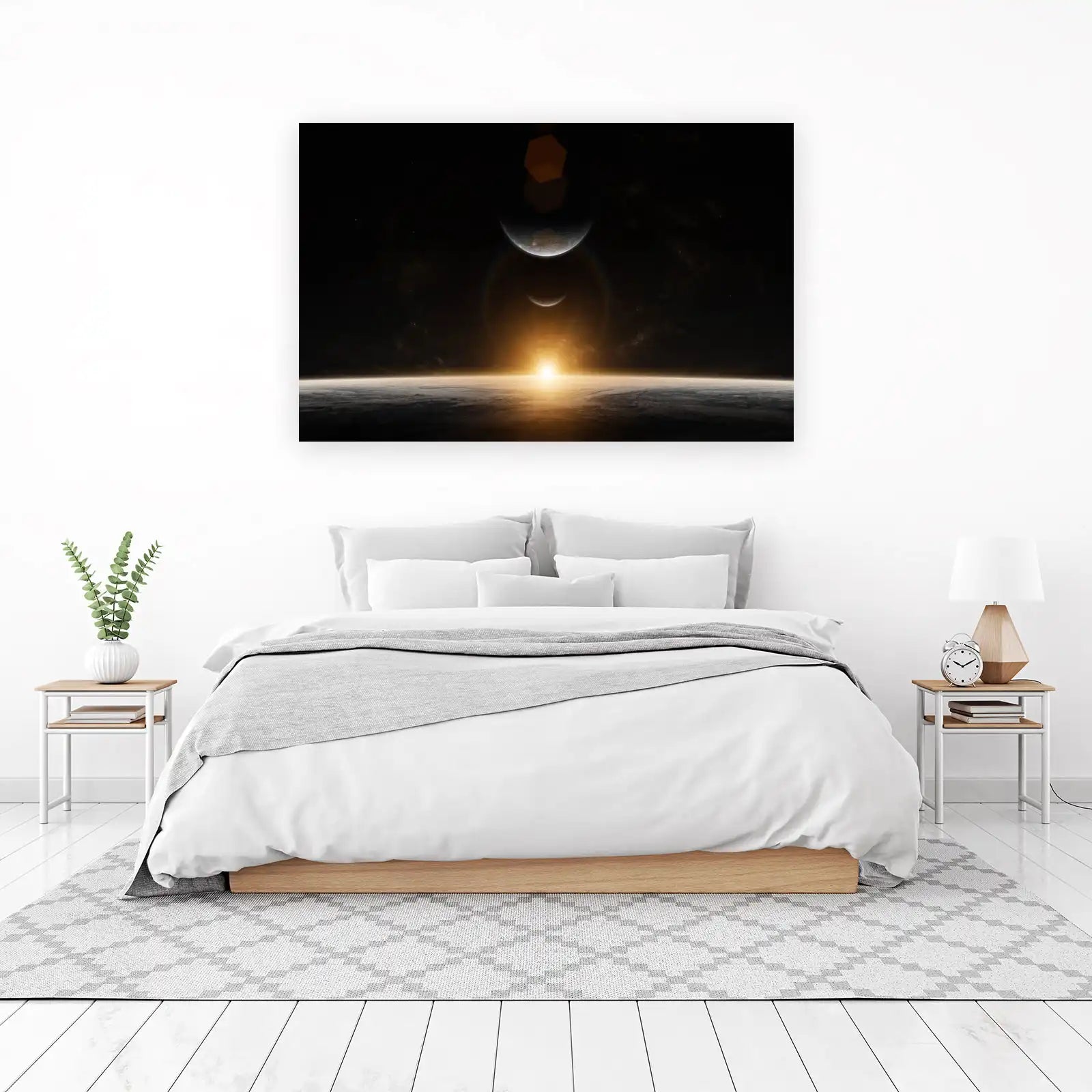 Cosmic Sunrise Over Planetscape Wall Art