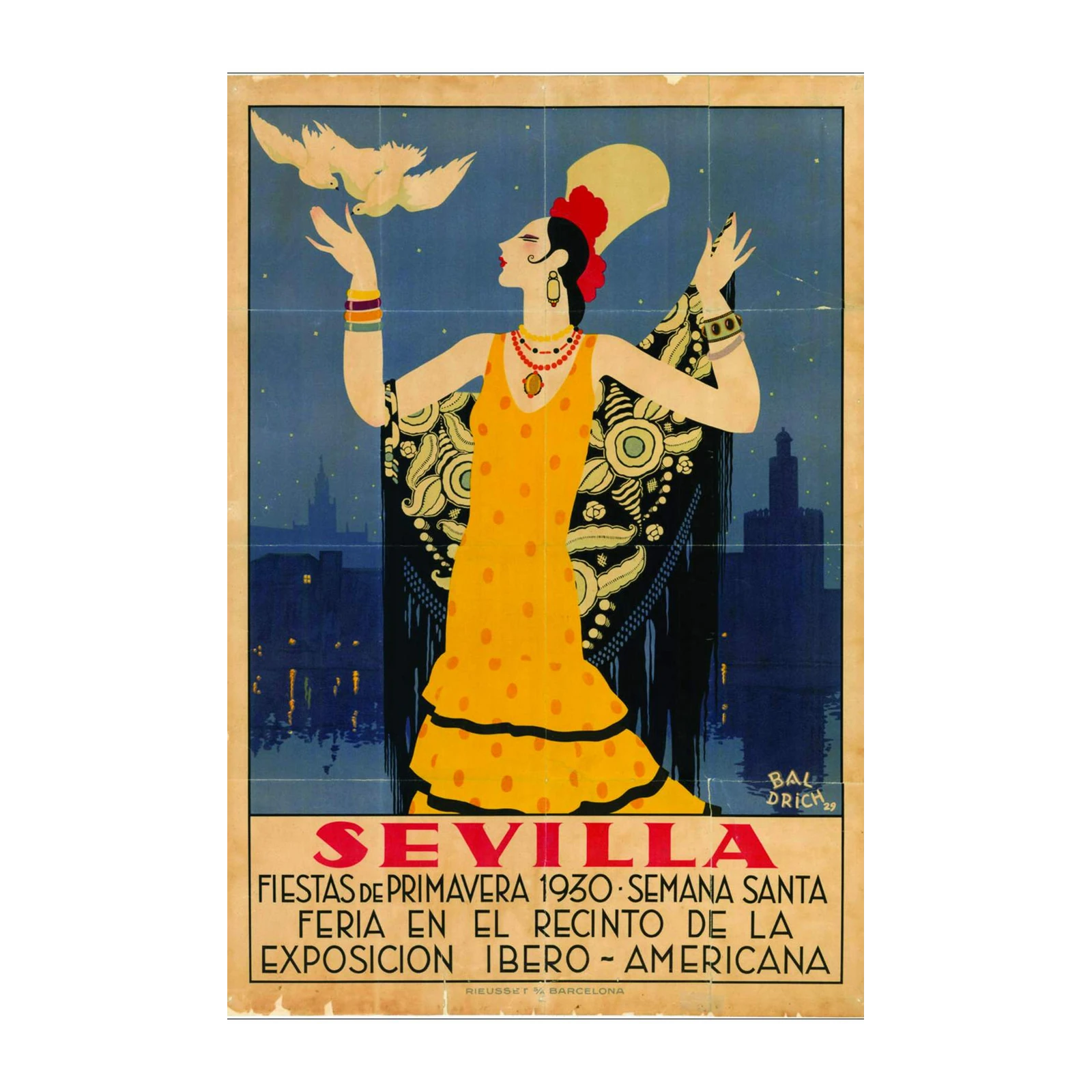 Art Deco Sevilla Flamenco Dancer Wall Art