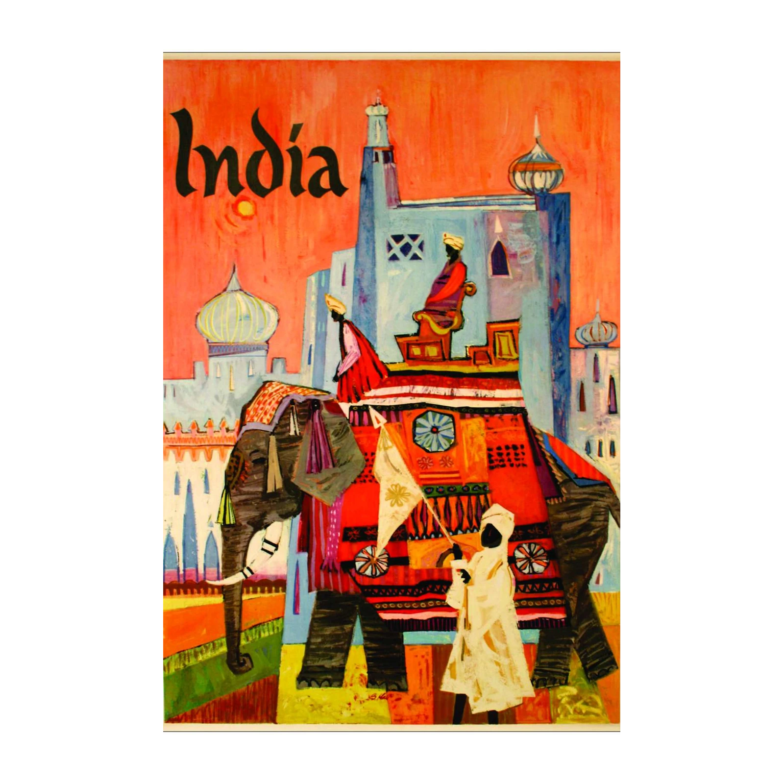 Vibrant Indian Elephant Procession Wall Art