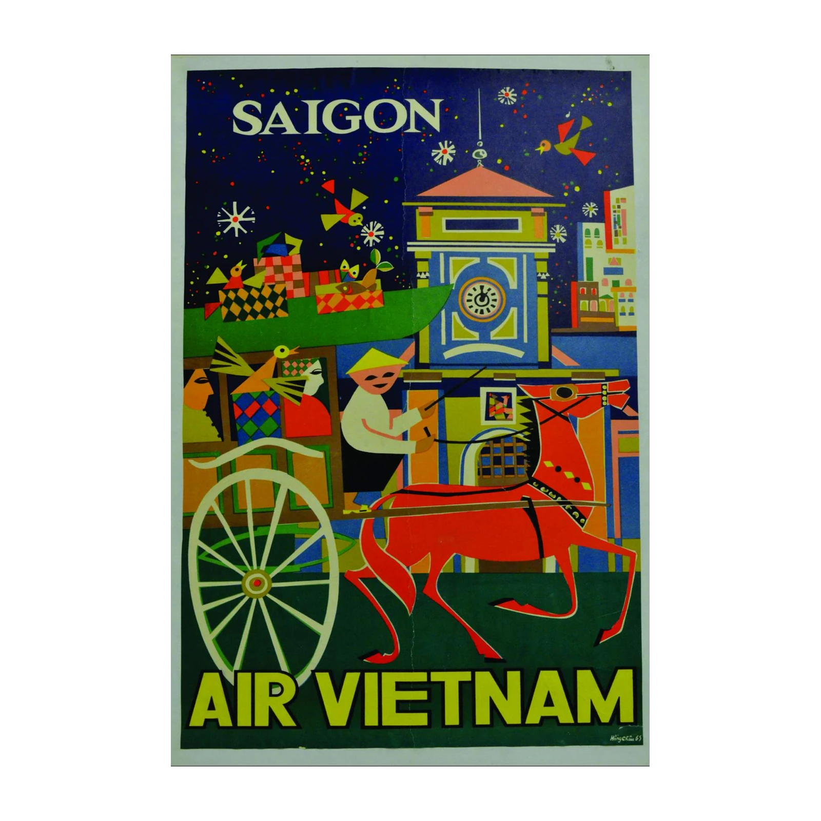 Vintage Saigon Air Vietnam Travel Wall Art
