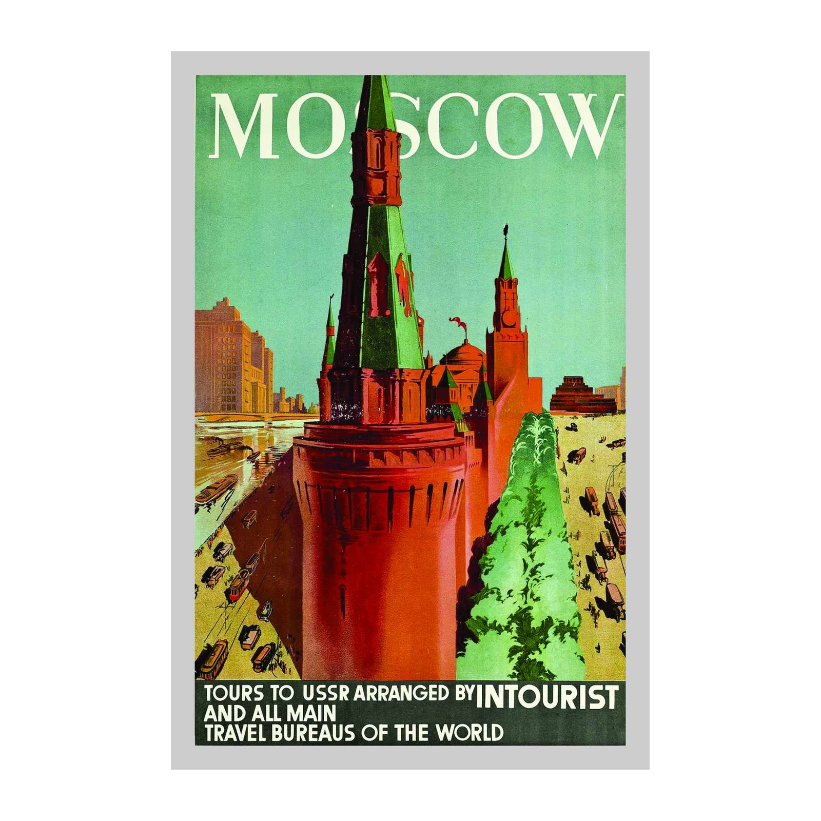 Retro Moscow Kremlin Travel Poster Wall Art