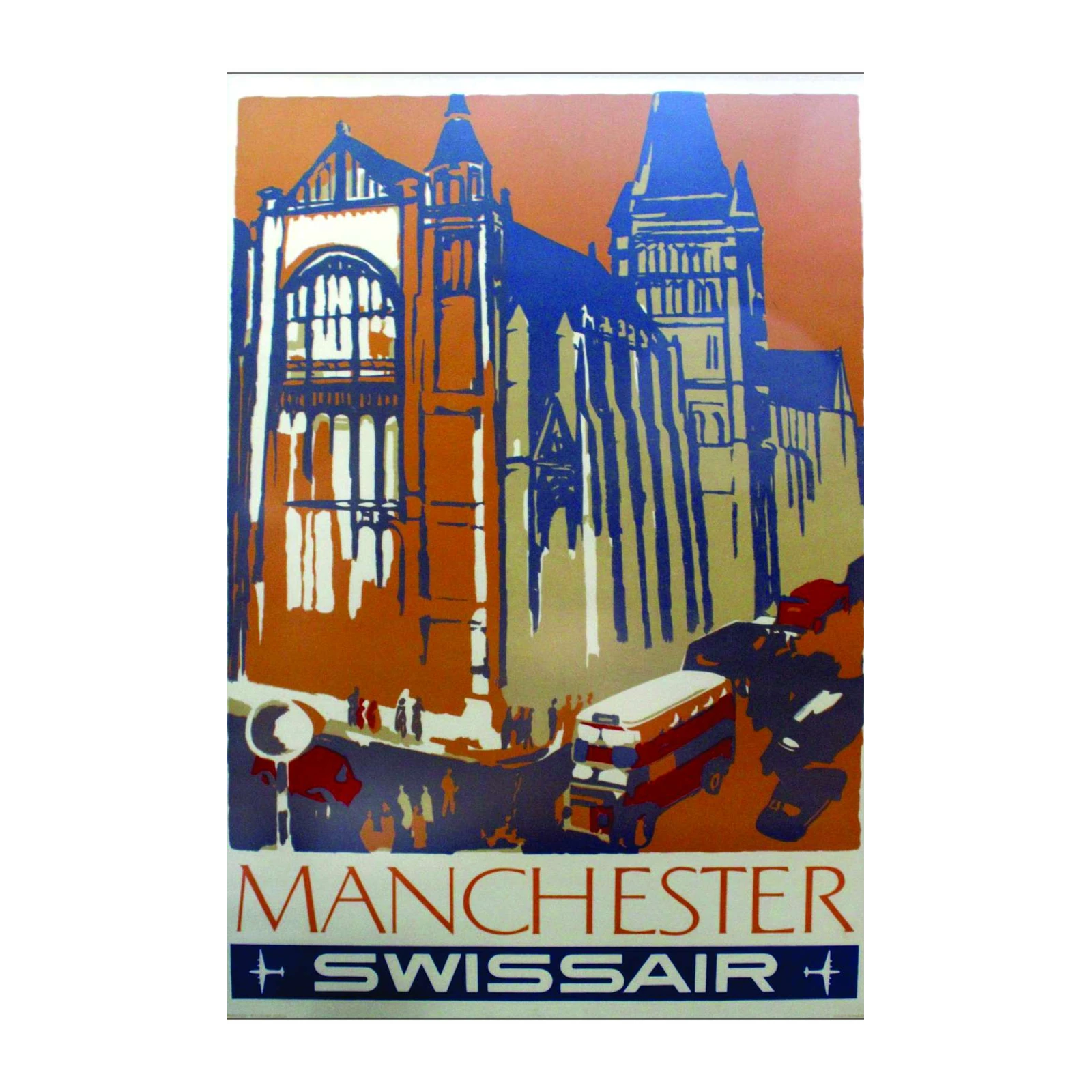 Retro Manchester Cityscape Wall Art