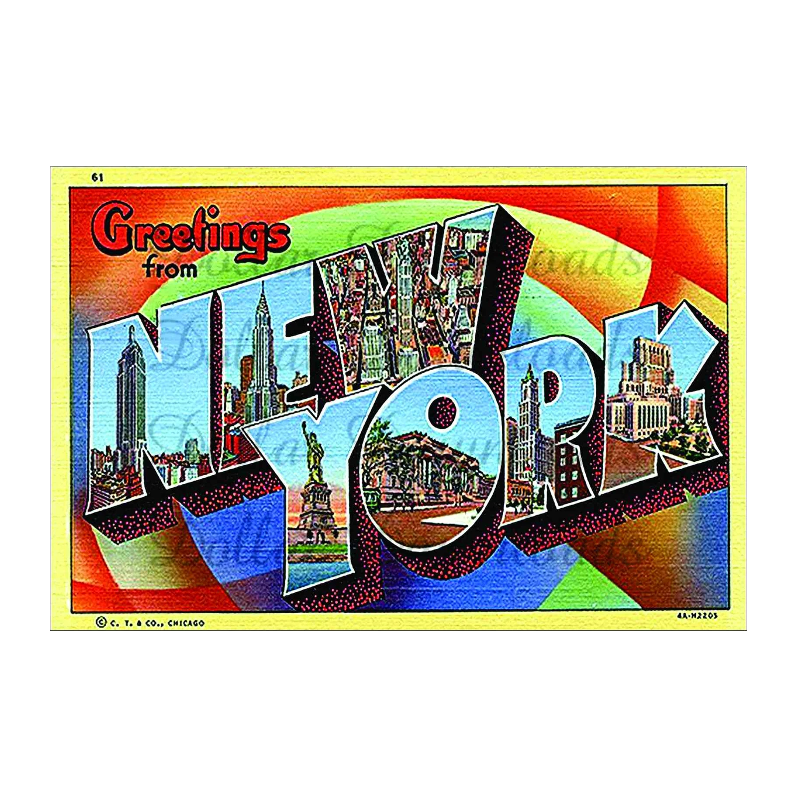 Vintage New York City Skyline Greetings Wall Art