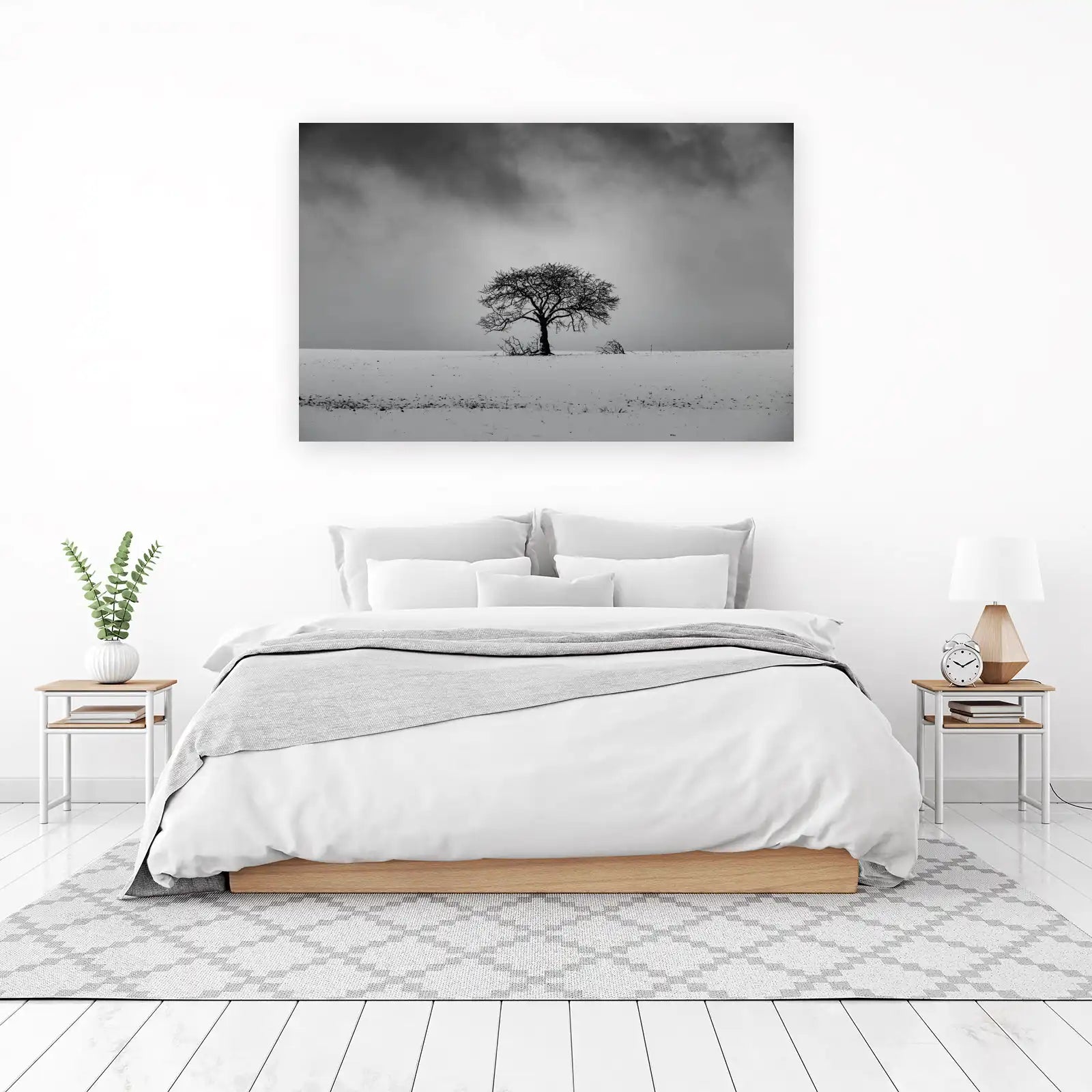 Lone Winter Tree B&W Wall Art