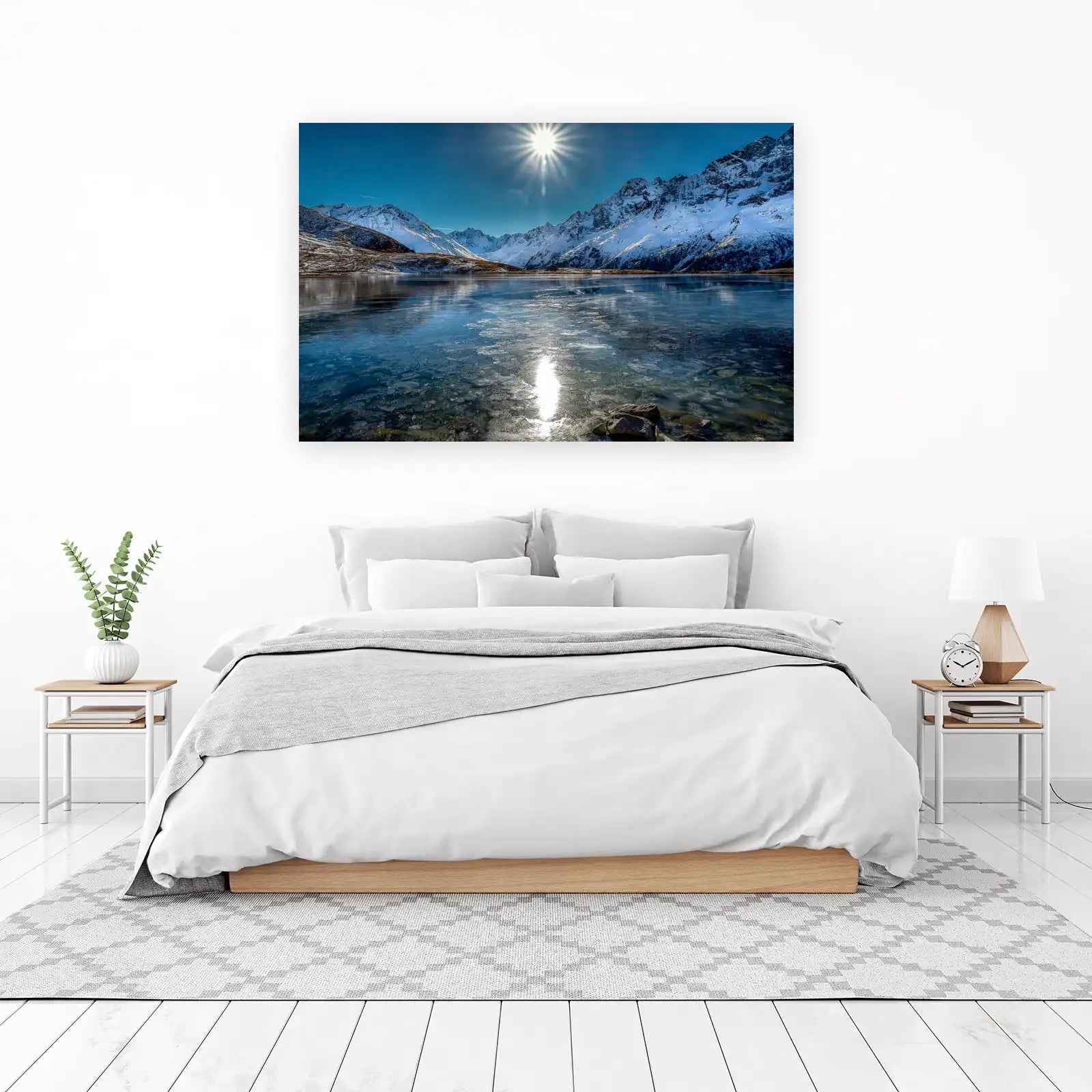 Serene Mountain Lake Iced Landscape Wall Art