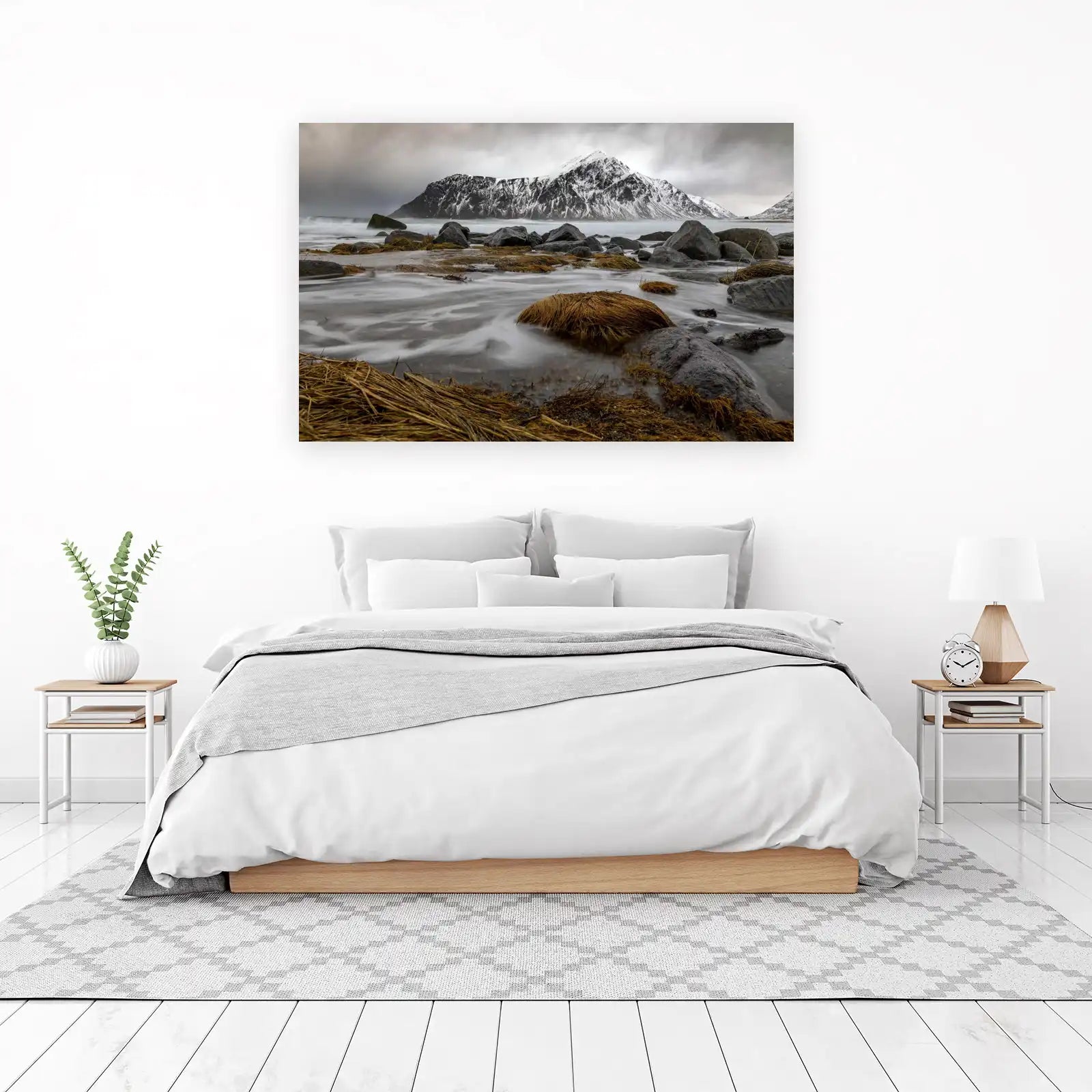 Tranquil Mountain Beach Landscape Wall Art