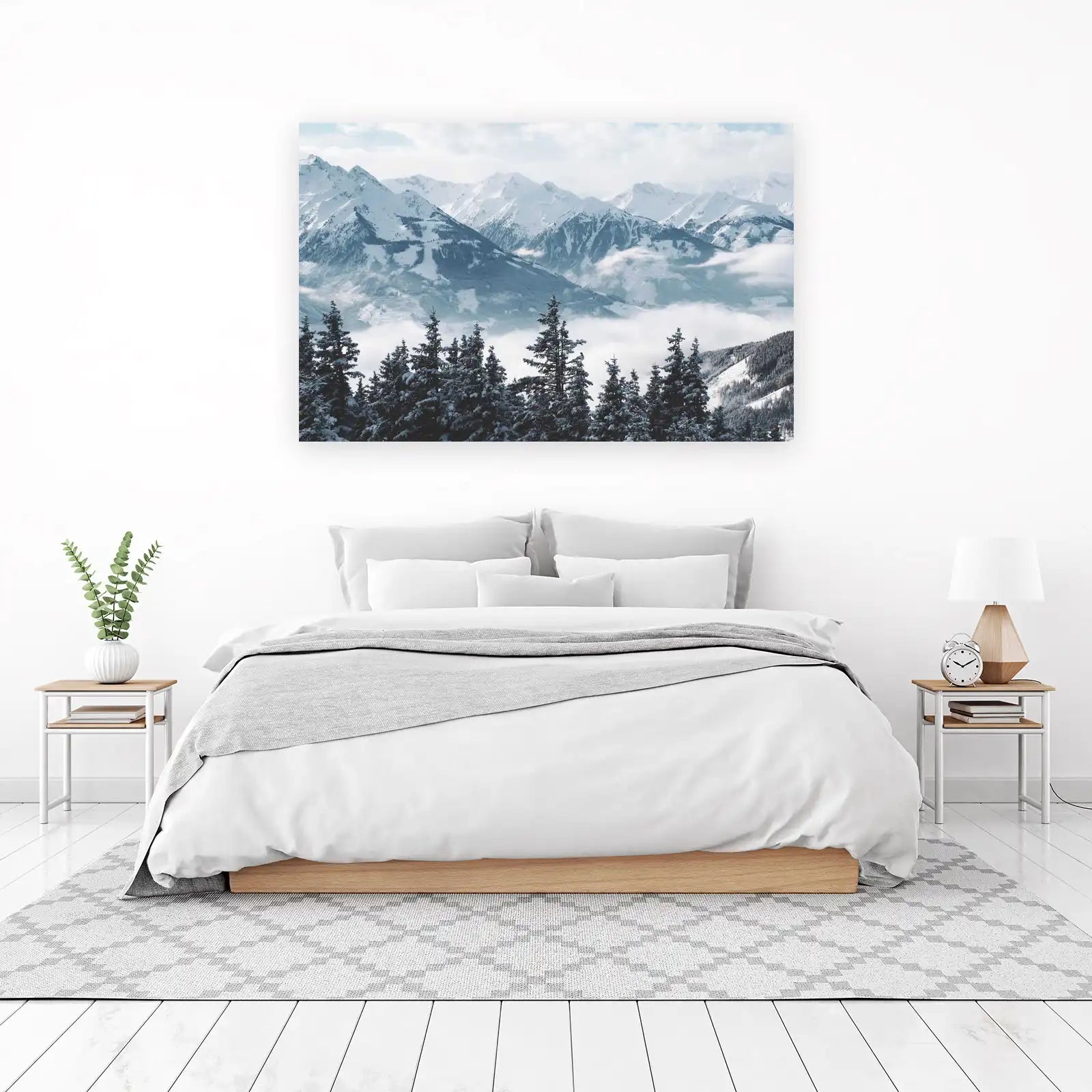 Serene Winter Mountain Forest Wall Art