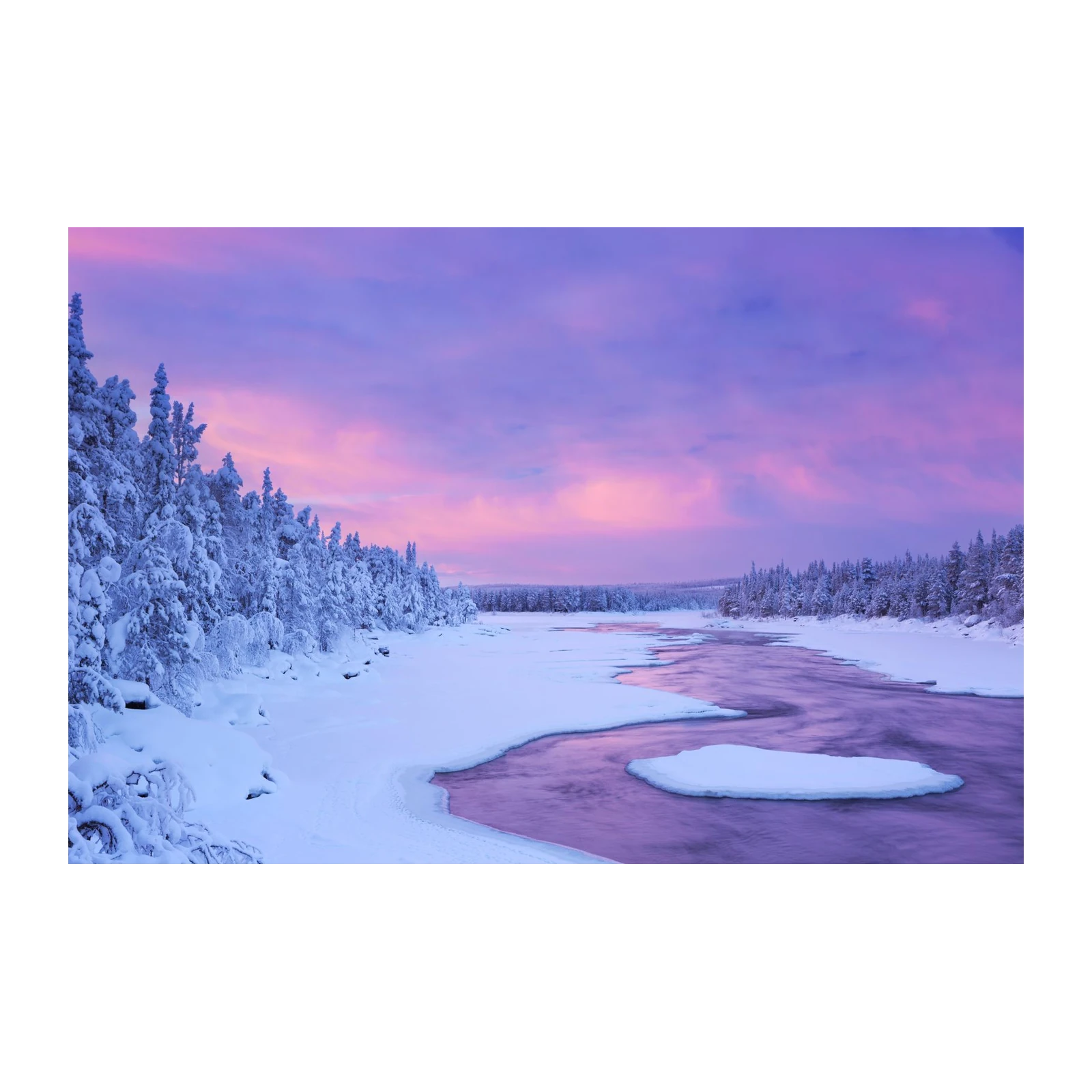 Winter River Sunrise Snow Trees Wall Art