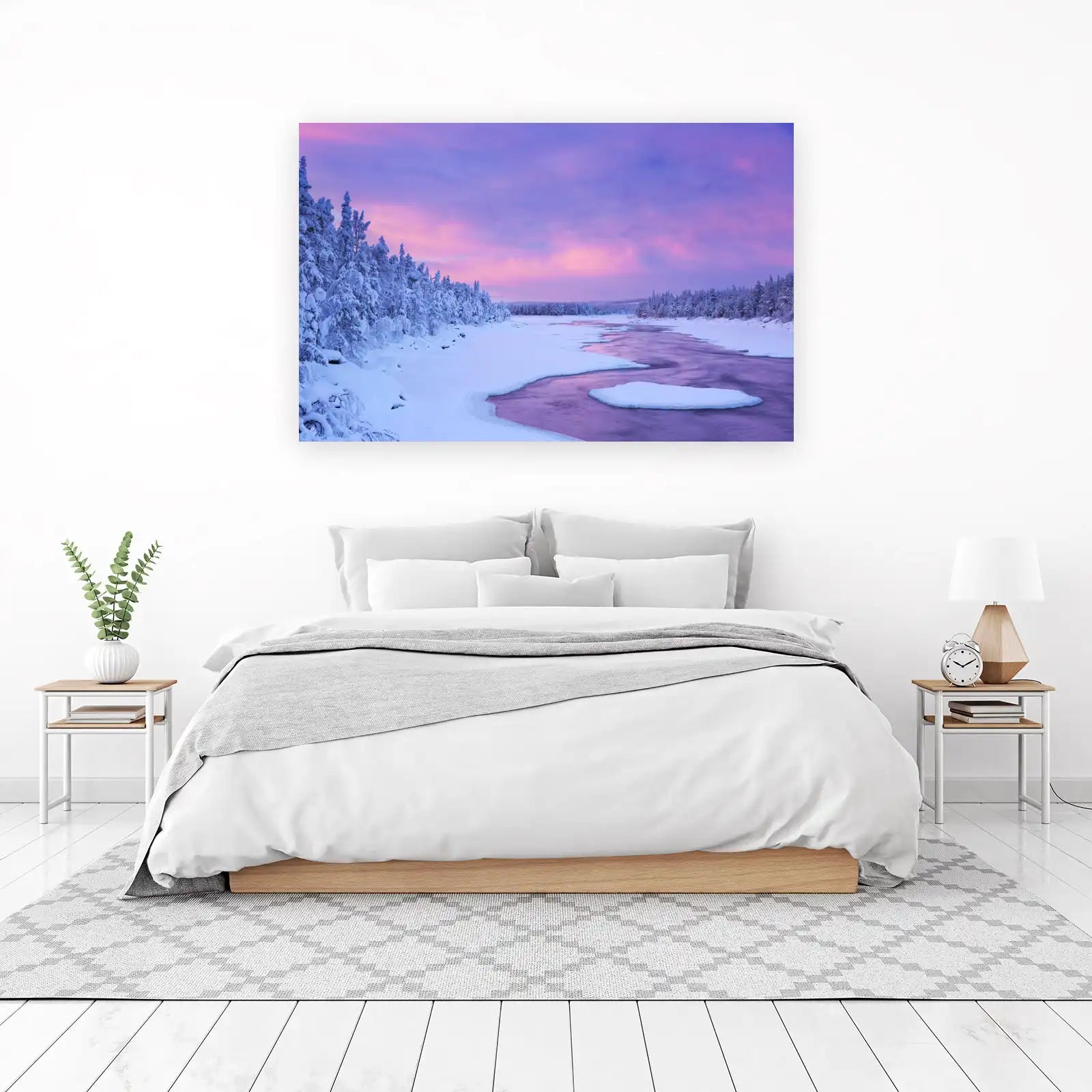 Winter River Sunrise Snow Trees Wall Art