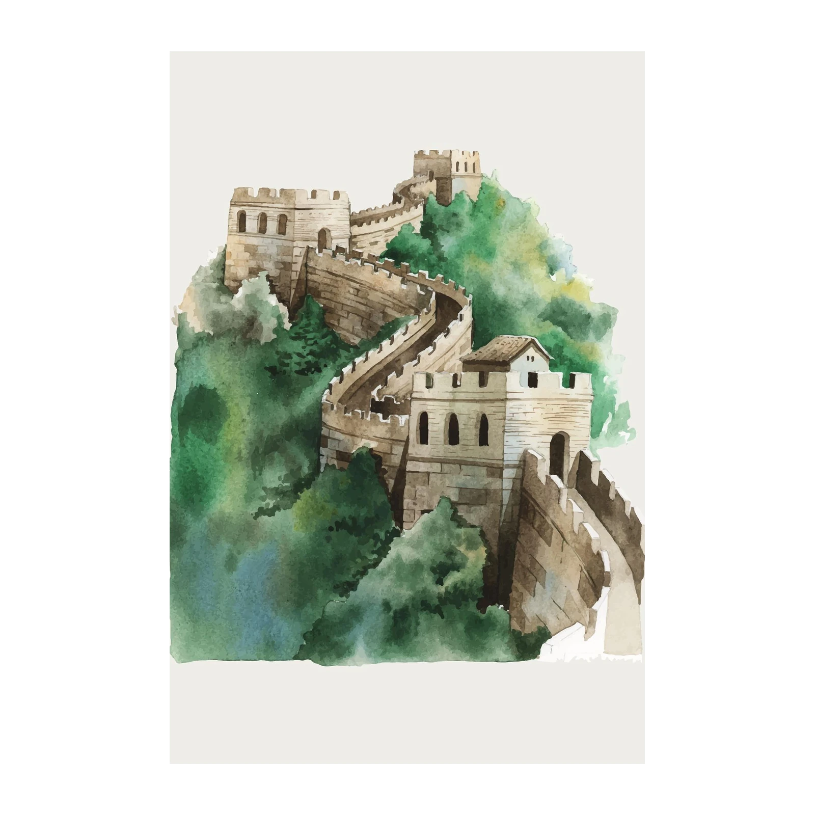 Majestic Great Wall Watercolor Wall Art