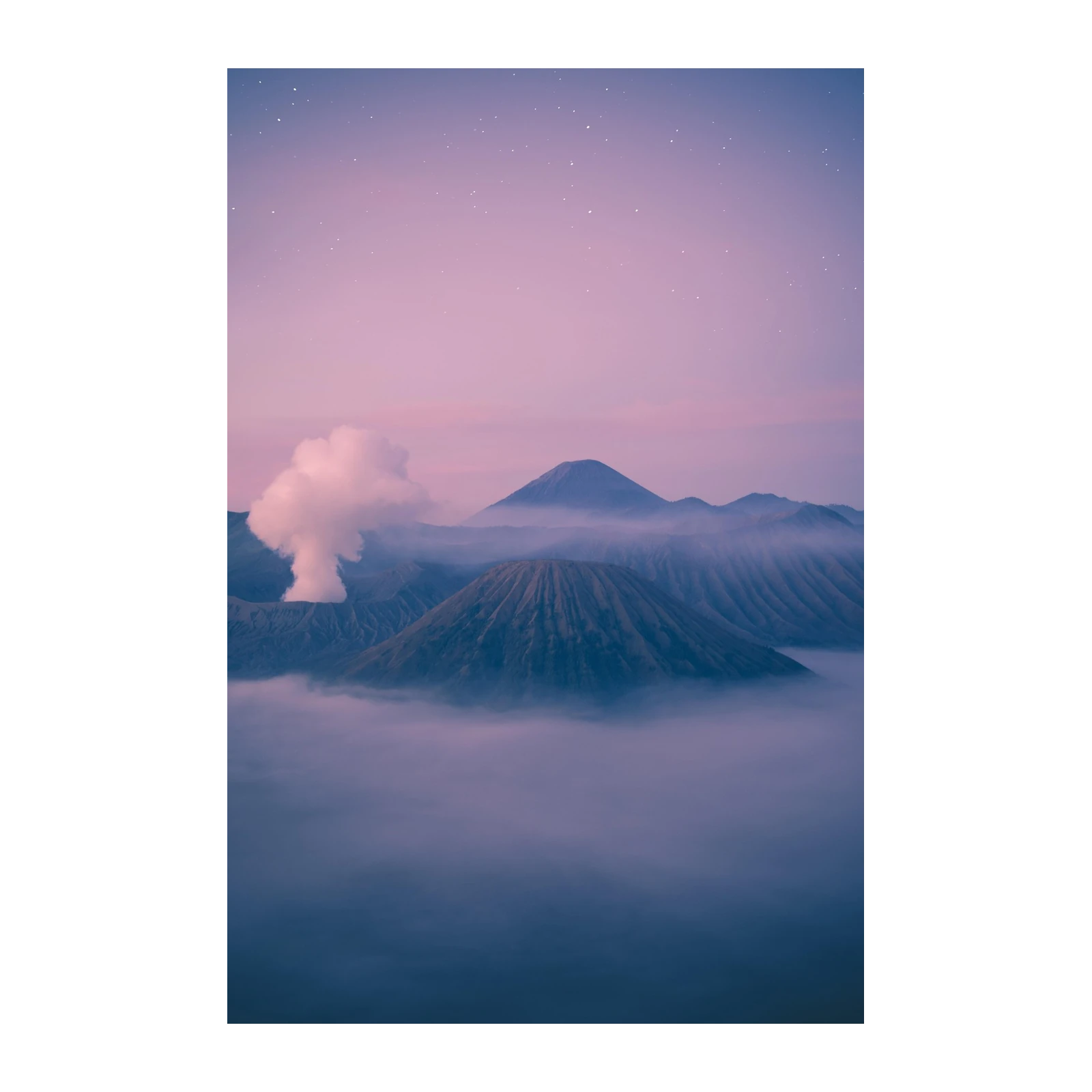 Misty Volcano Landscape Wall Art