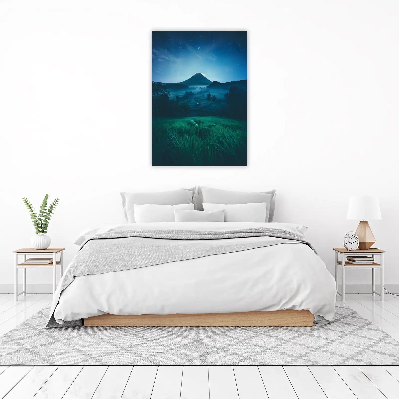 Serene Volcano Night Bali Landscape Wall Art