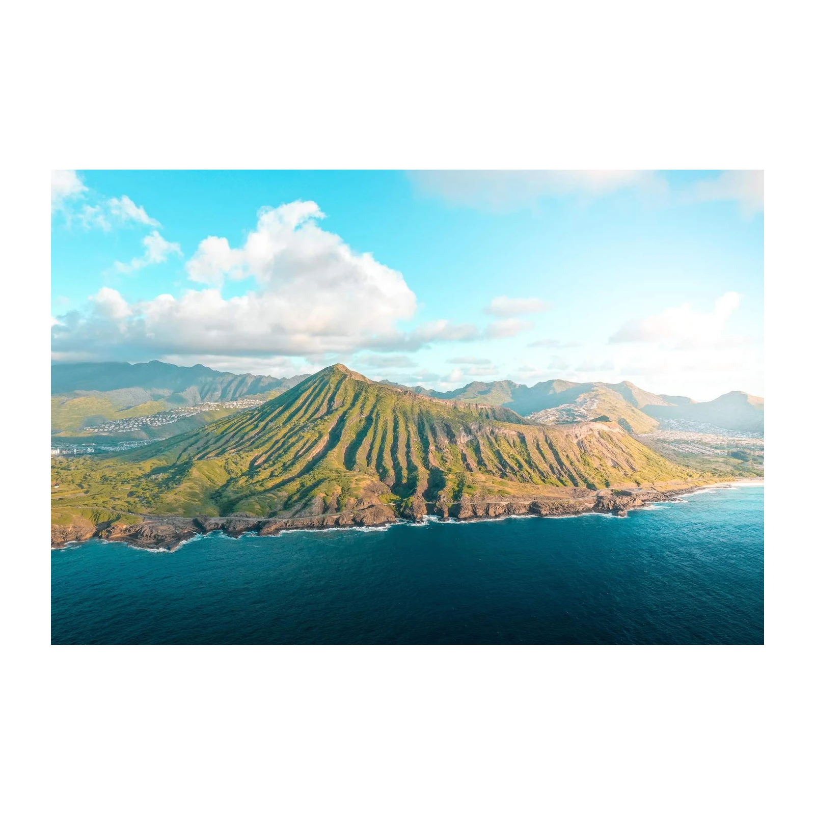 Serene Mountain Coastline Aerial Wall Art