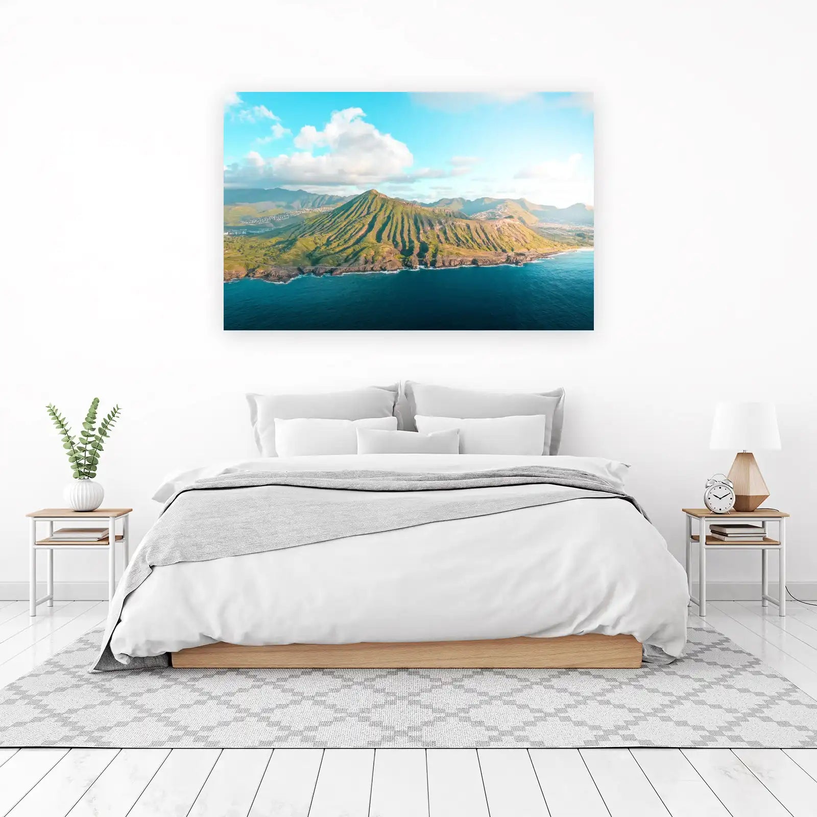 Serene Mountain Coastline Aerial Wall Art