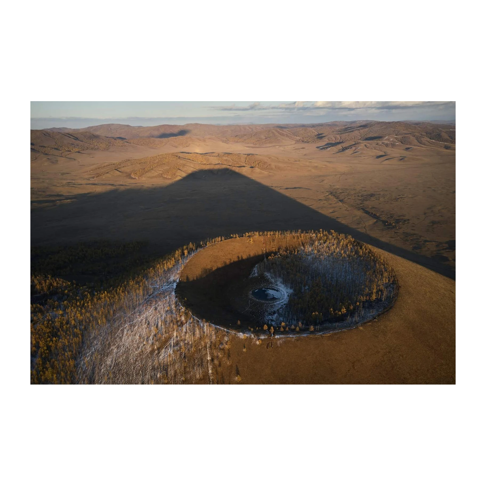 Mongolian Crater Landscape Aerial Wall Art